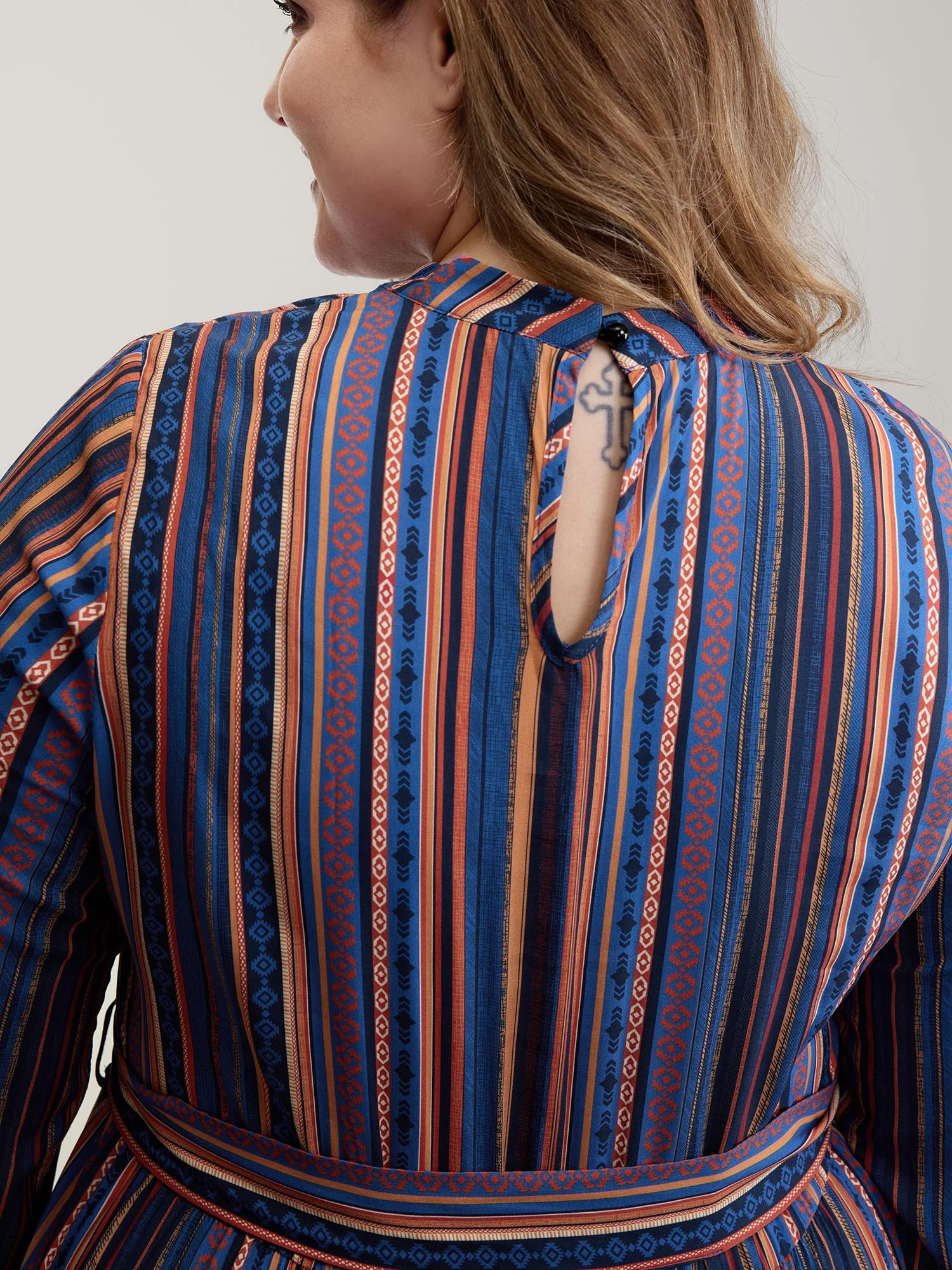Stripe Tassels Stretchy Waist Pockets Maxi Dress - Image 5