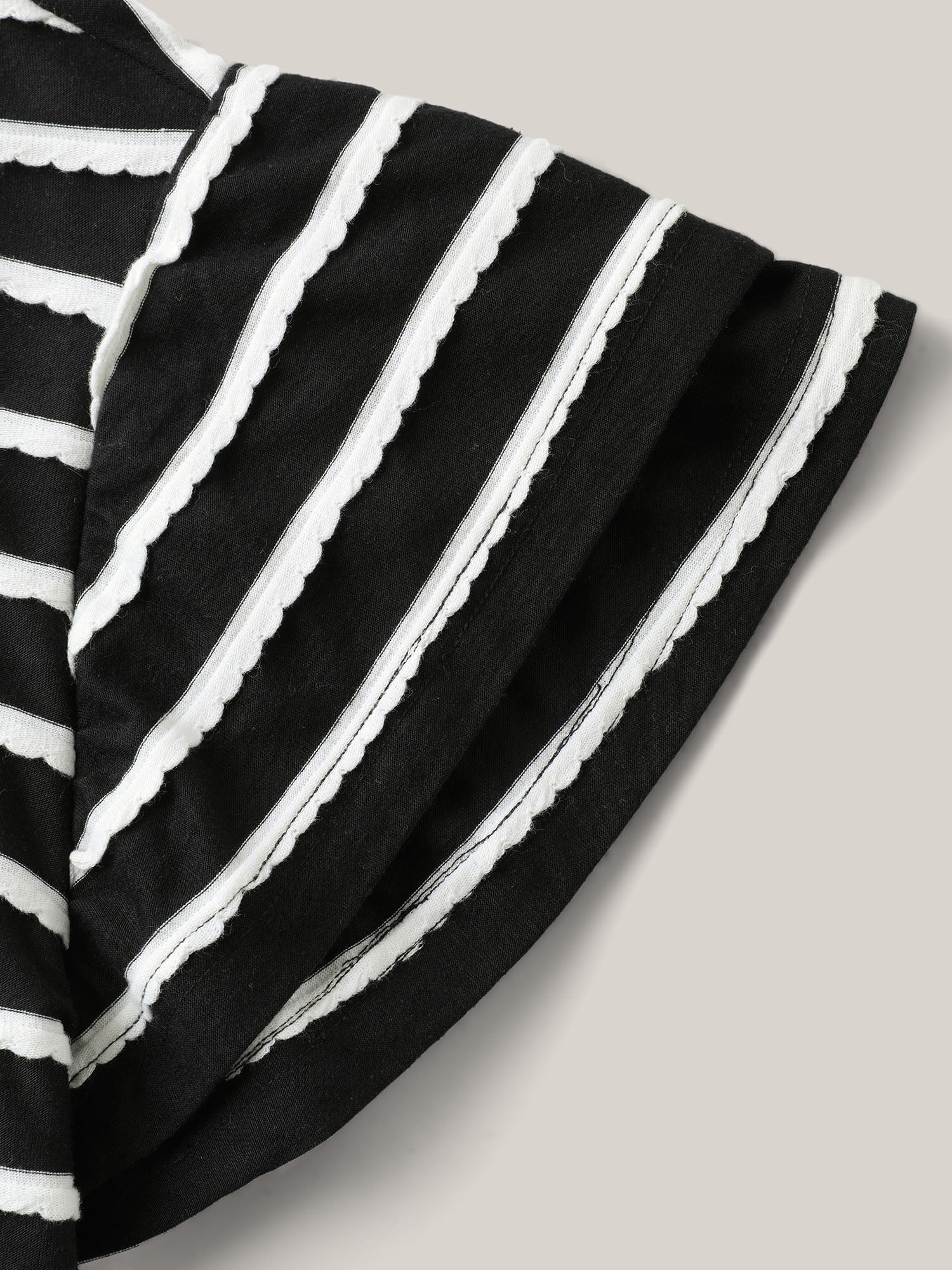 Stripe Textured Lotus Leaf Sleeve T-Shirt - Image 6