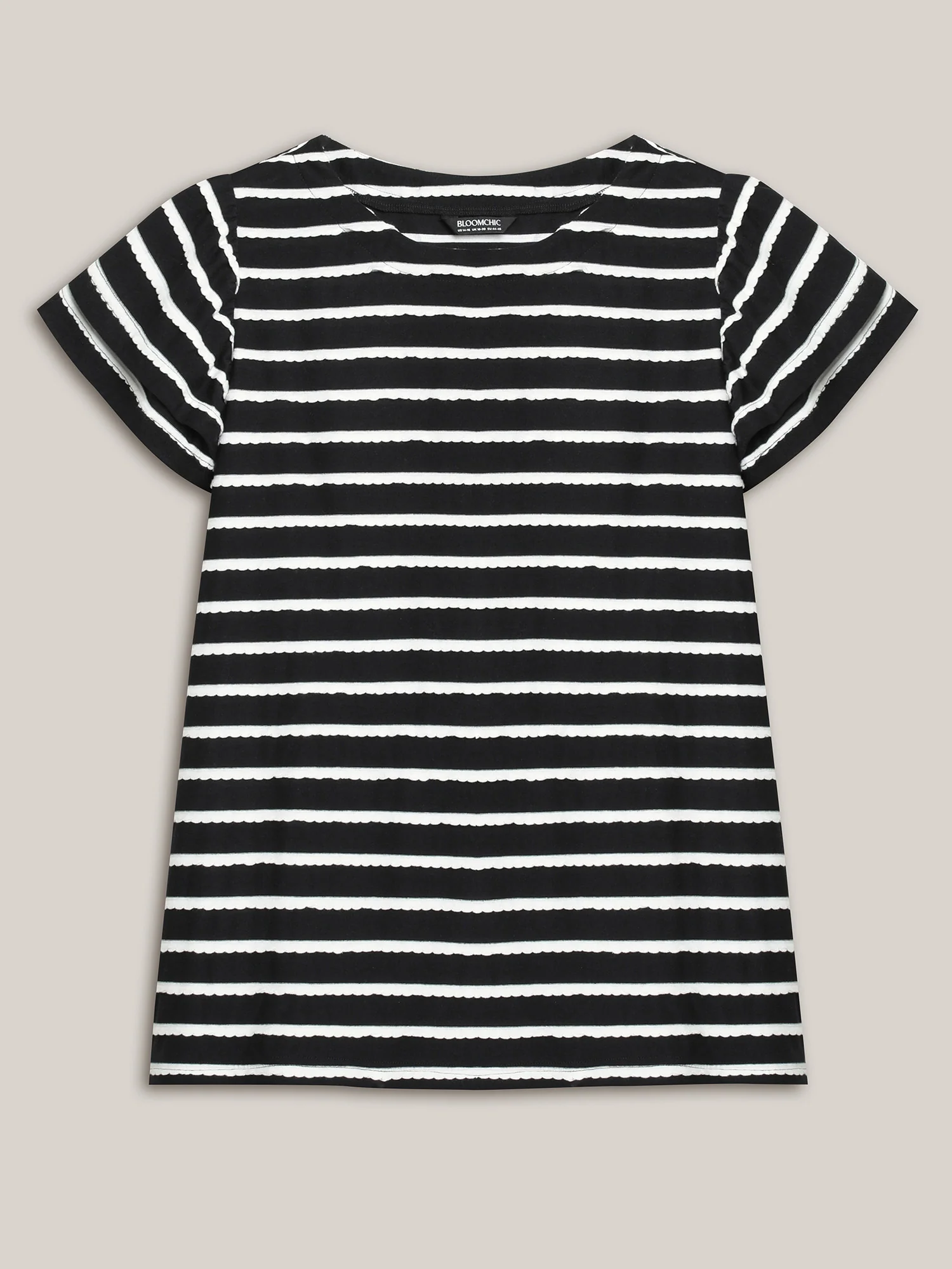 Stripe Textured Lotus Leaf Sleeve T-Shirt - Image 7