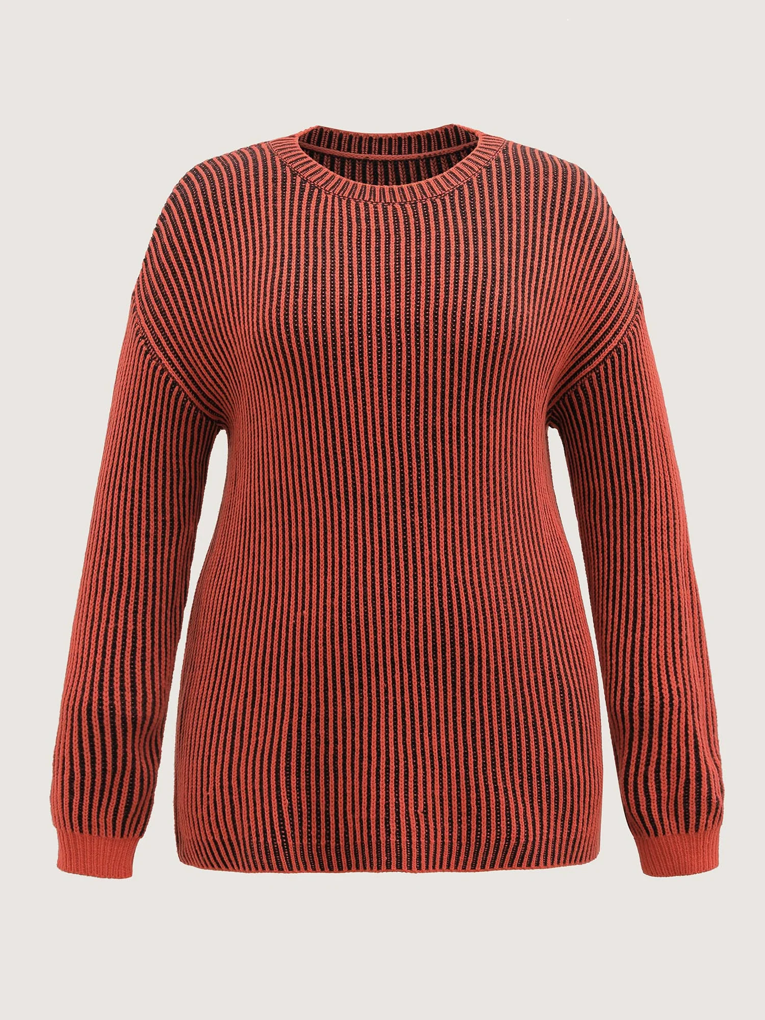 Stripe Textured Round Neck Pullover - Image 6