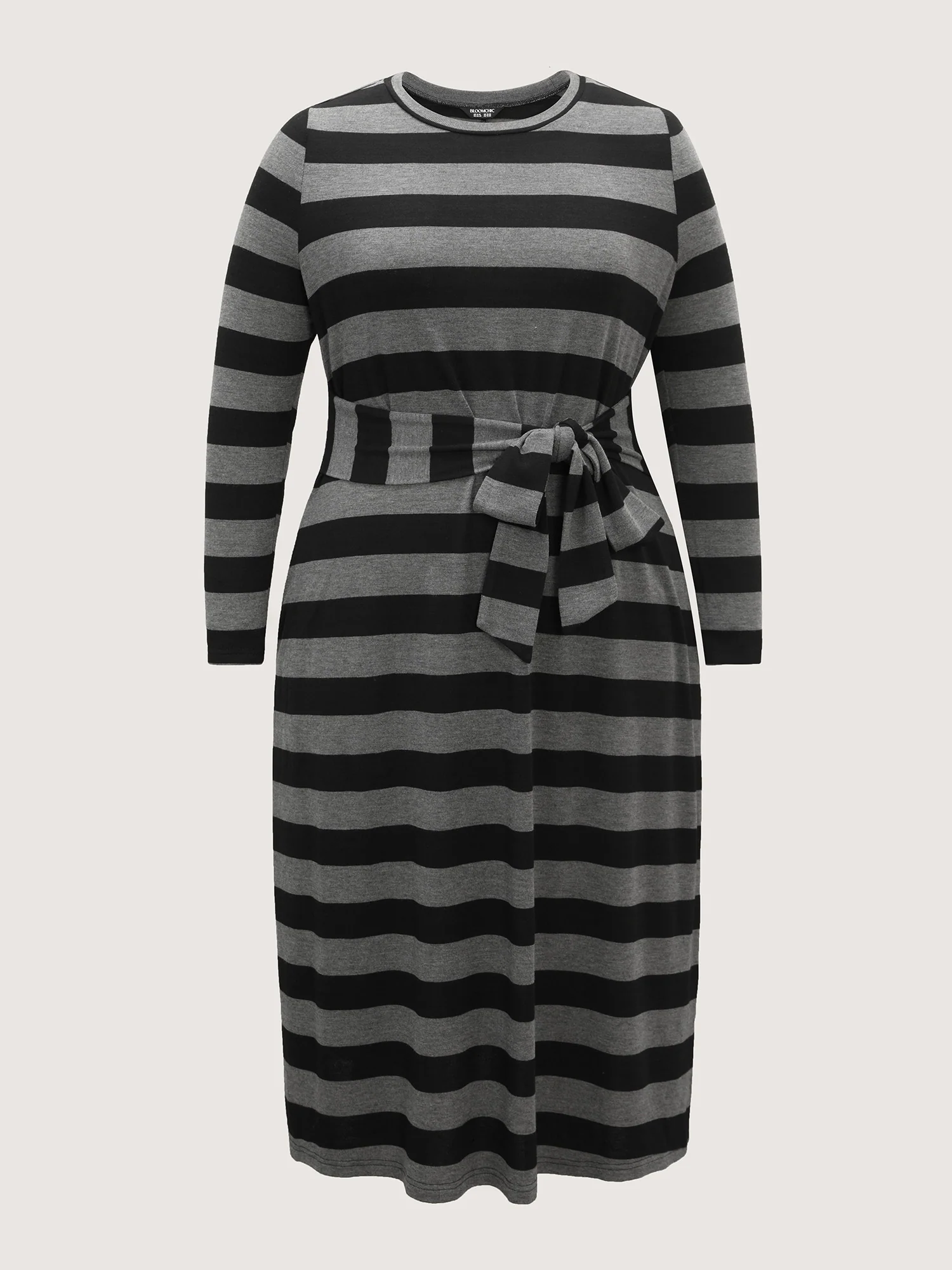 Stripe Waist-Tie Knotted Midi Dress - Image 5