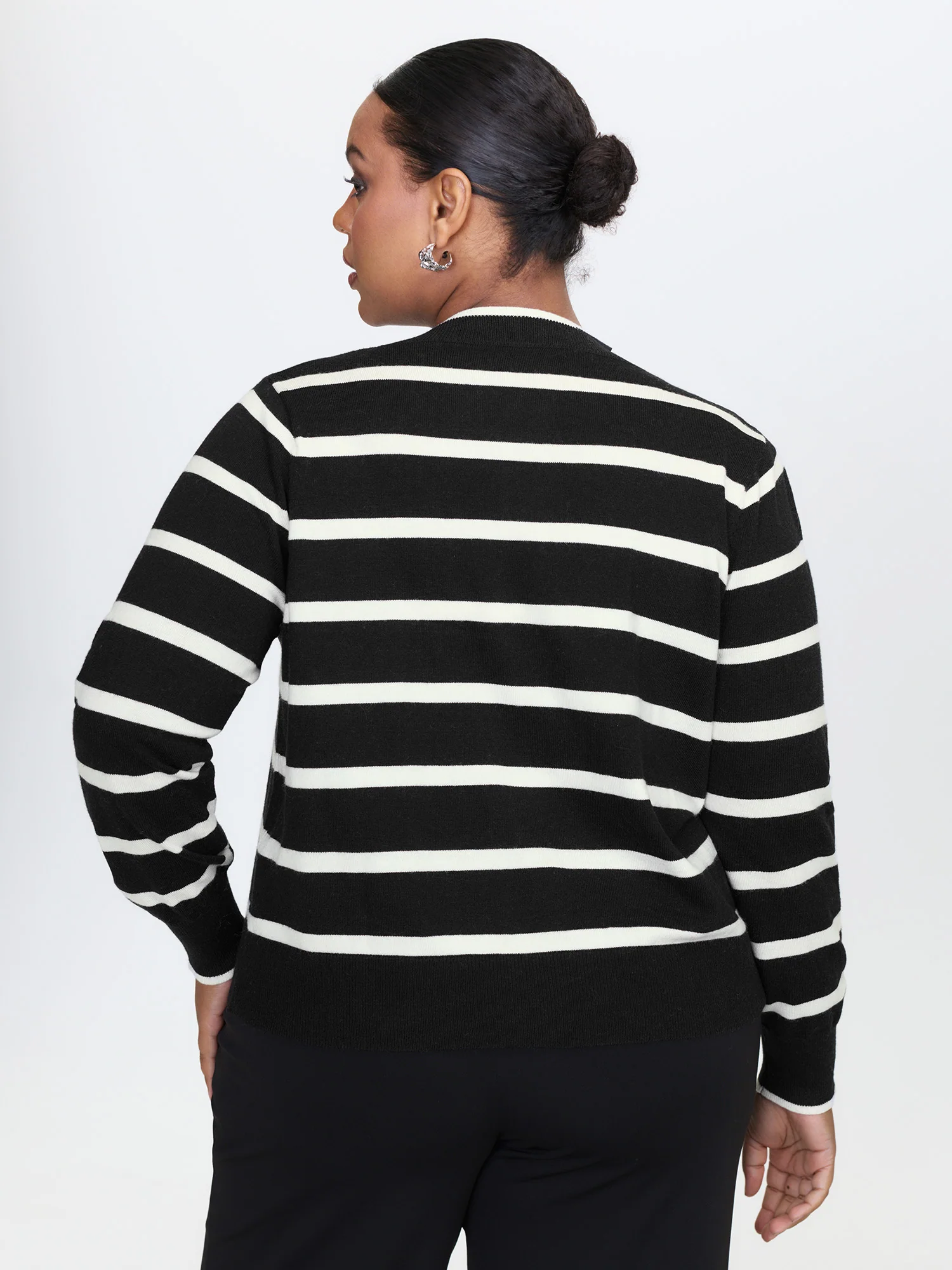 Stripe Wool Blend Slit Knit Cardigan - Image 5