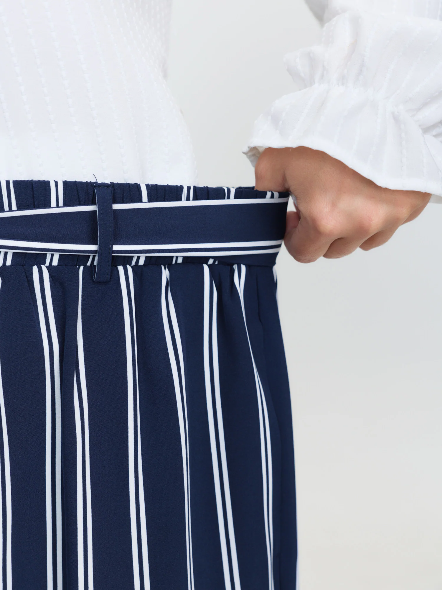 Striped Belted Straight-Leg Pants - Image 4