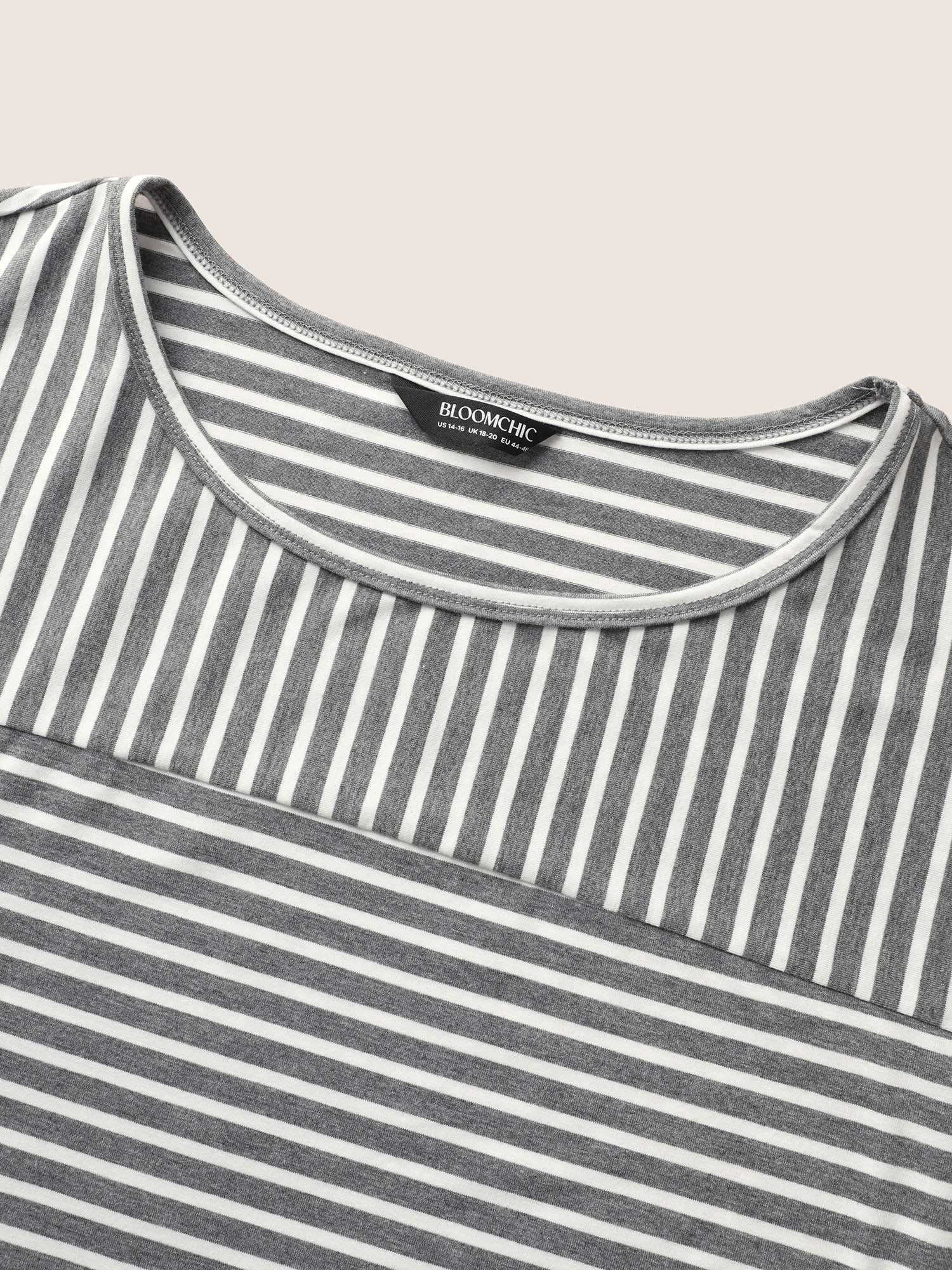 Striped Boat Neck Tie Knot T-shirt - Image 10