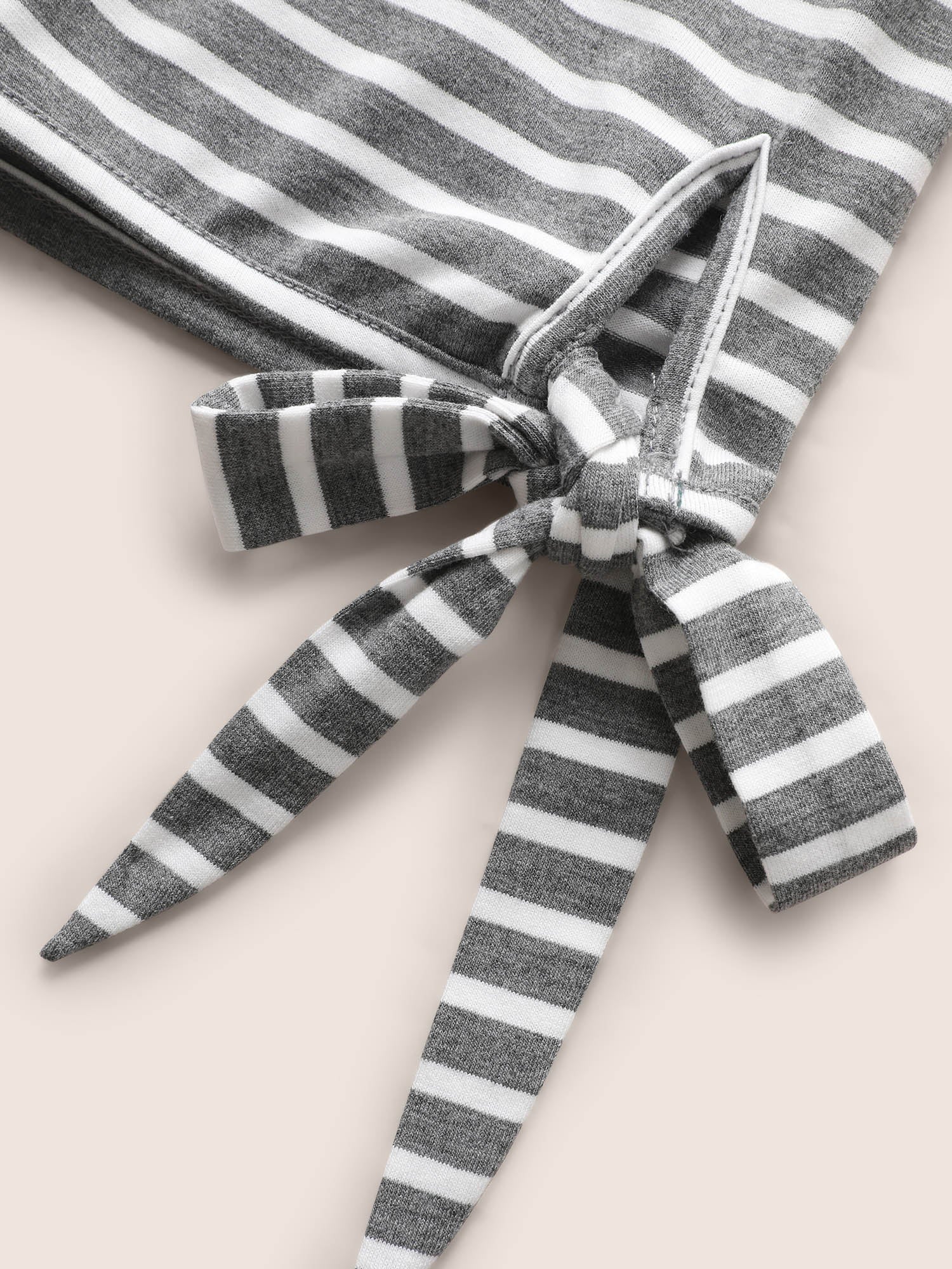 Striped Boat Neck Tie Knot T-shirt - Image 9
