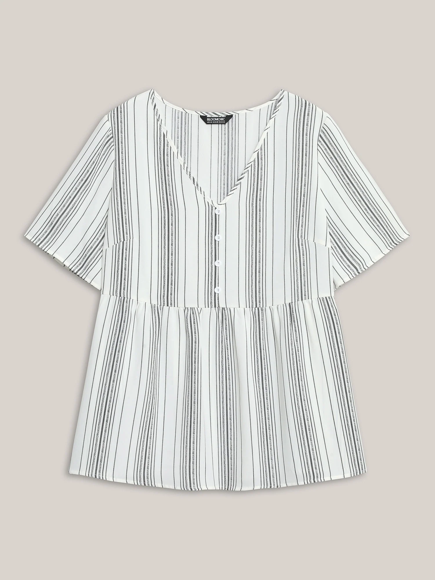 Striped Button Detail Flowy Shirt - Image 6