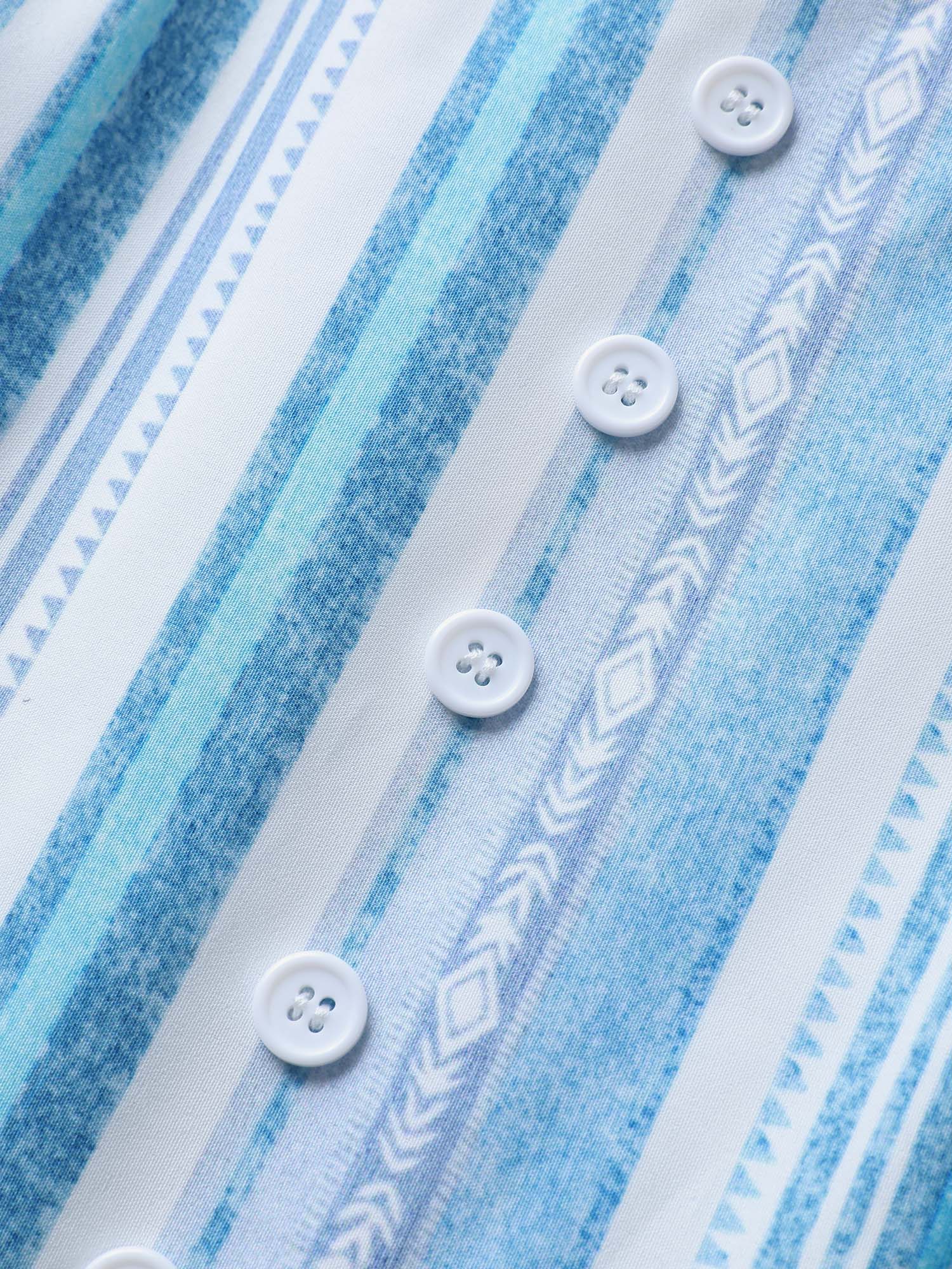 Striped Button Detail Ruffle Layered Hem Dress - Image 5