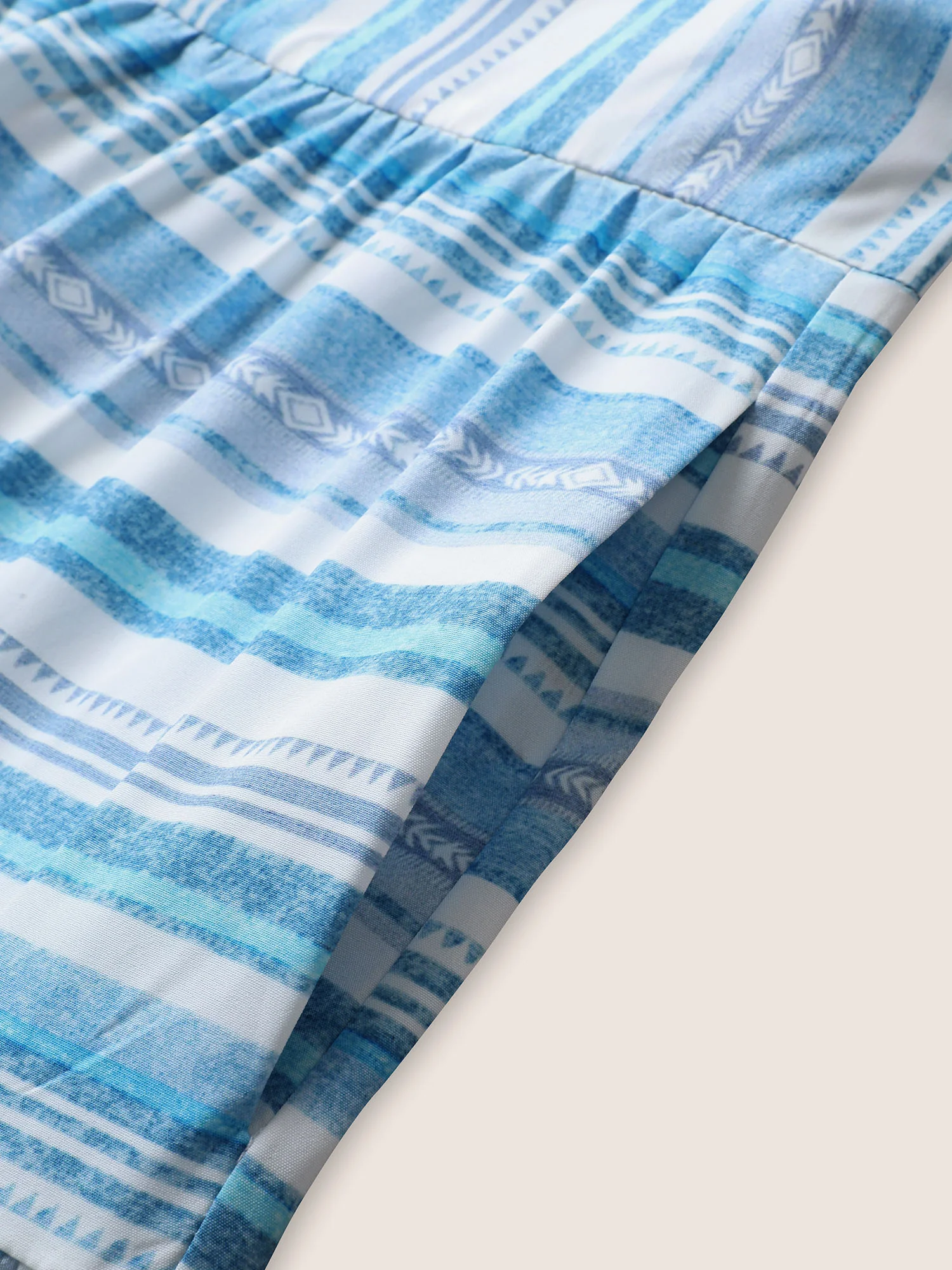 Striped Button Detail Ruffle Layered Hem Dress - Image 6