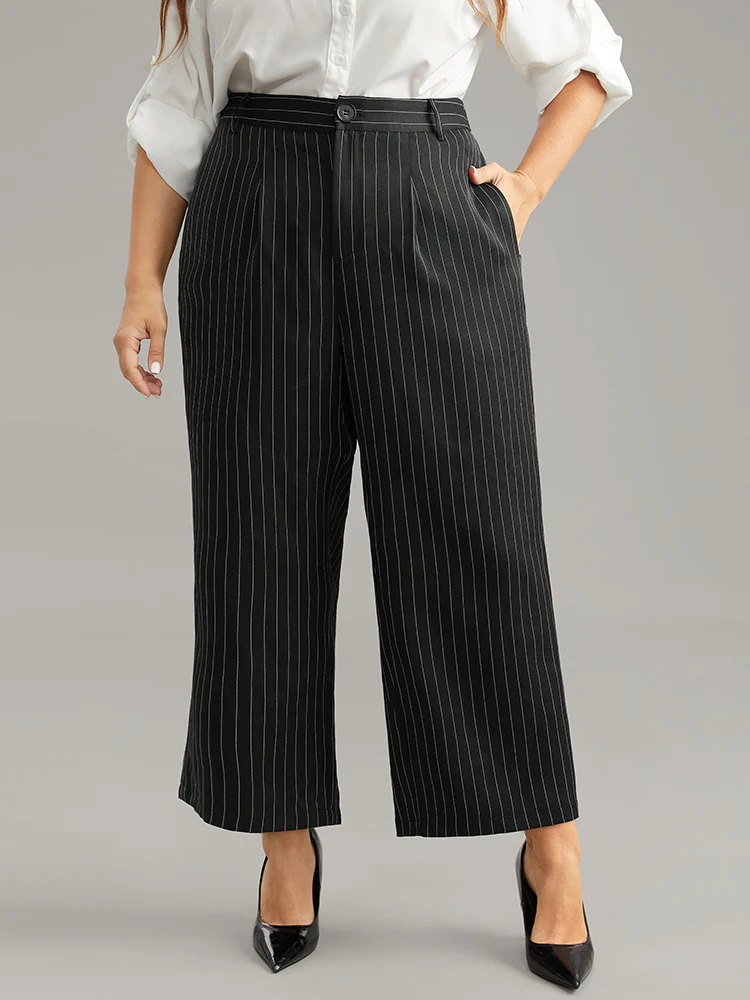 Striped Button Up Wide Leg Pants