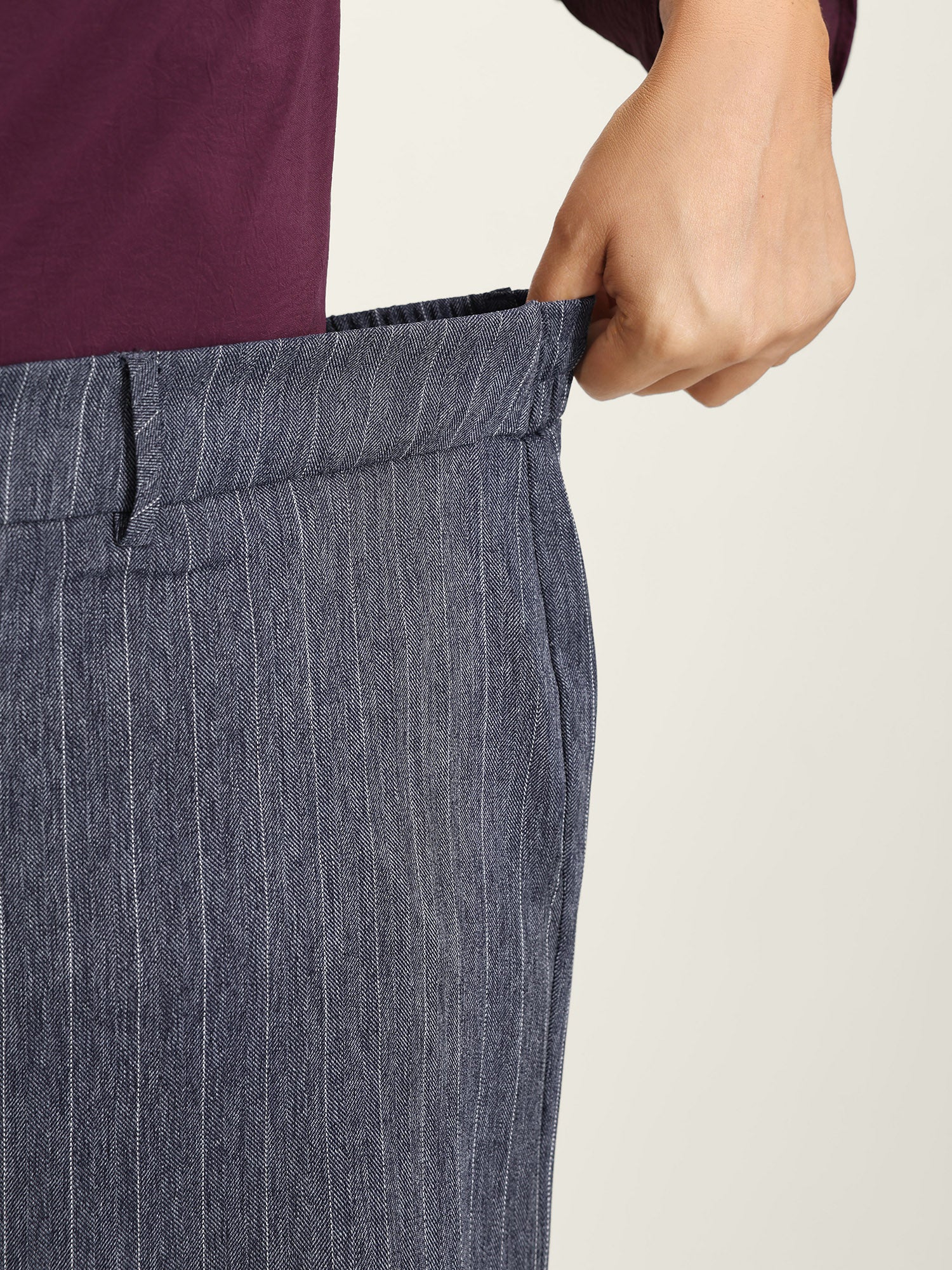 Striped Button Wide-Leg Pants - Image 4
