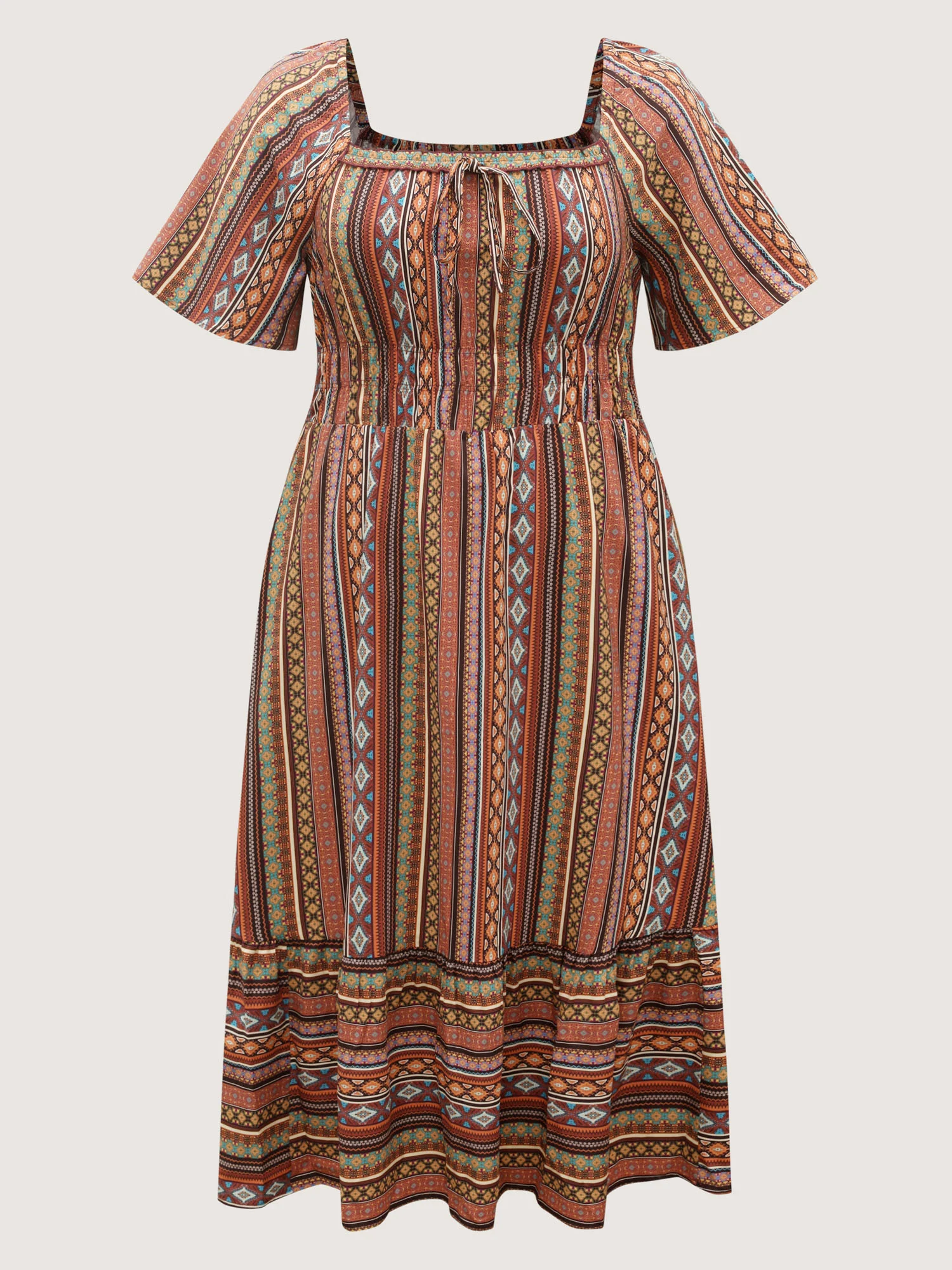 Striped Cinched-Waist Midi Dress - Image 8