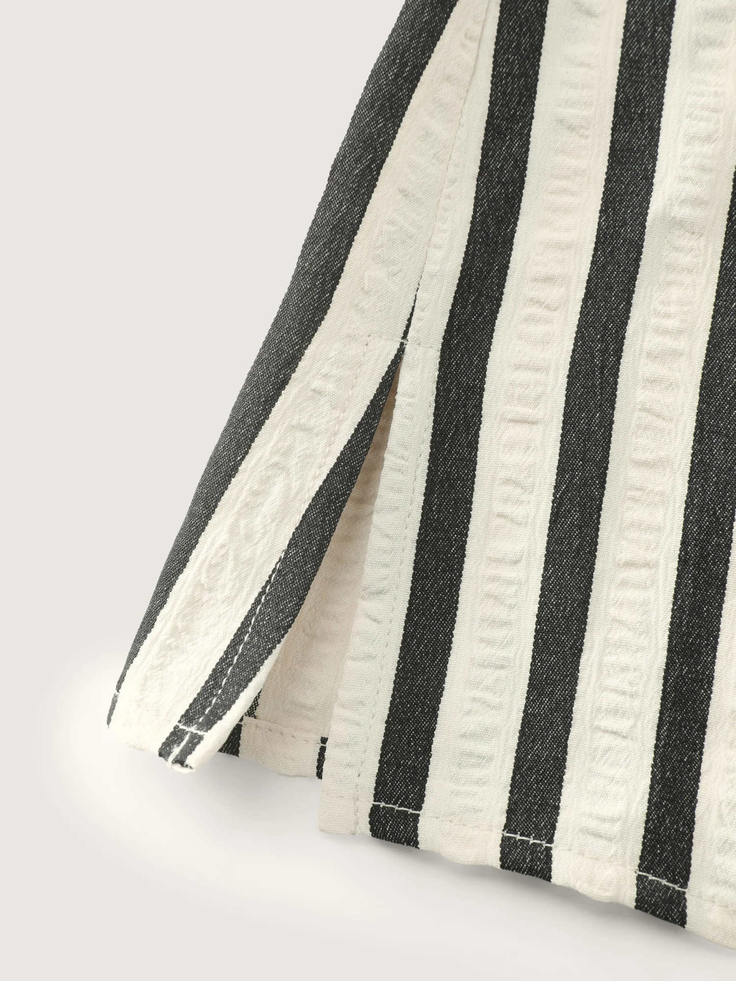 Striped Collar Textured Half-Placket Blouse - Image 6