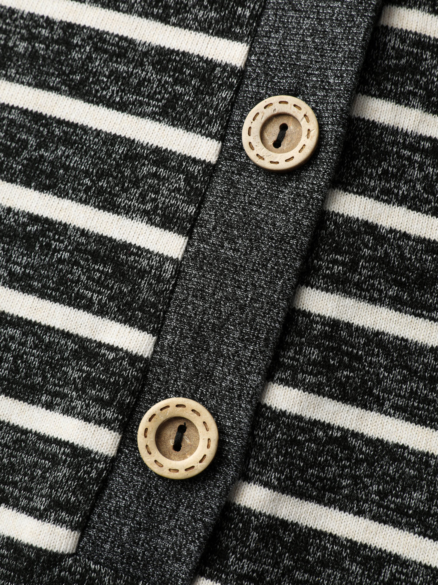 Striped Color Contrast Button Hoodie - Image 6