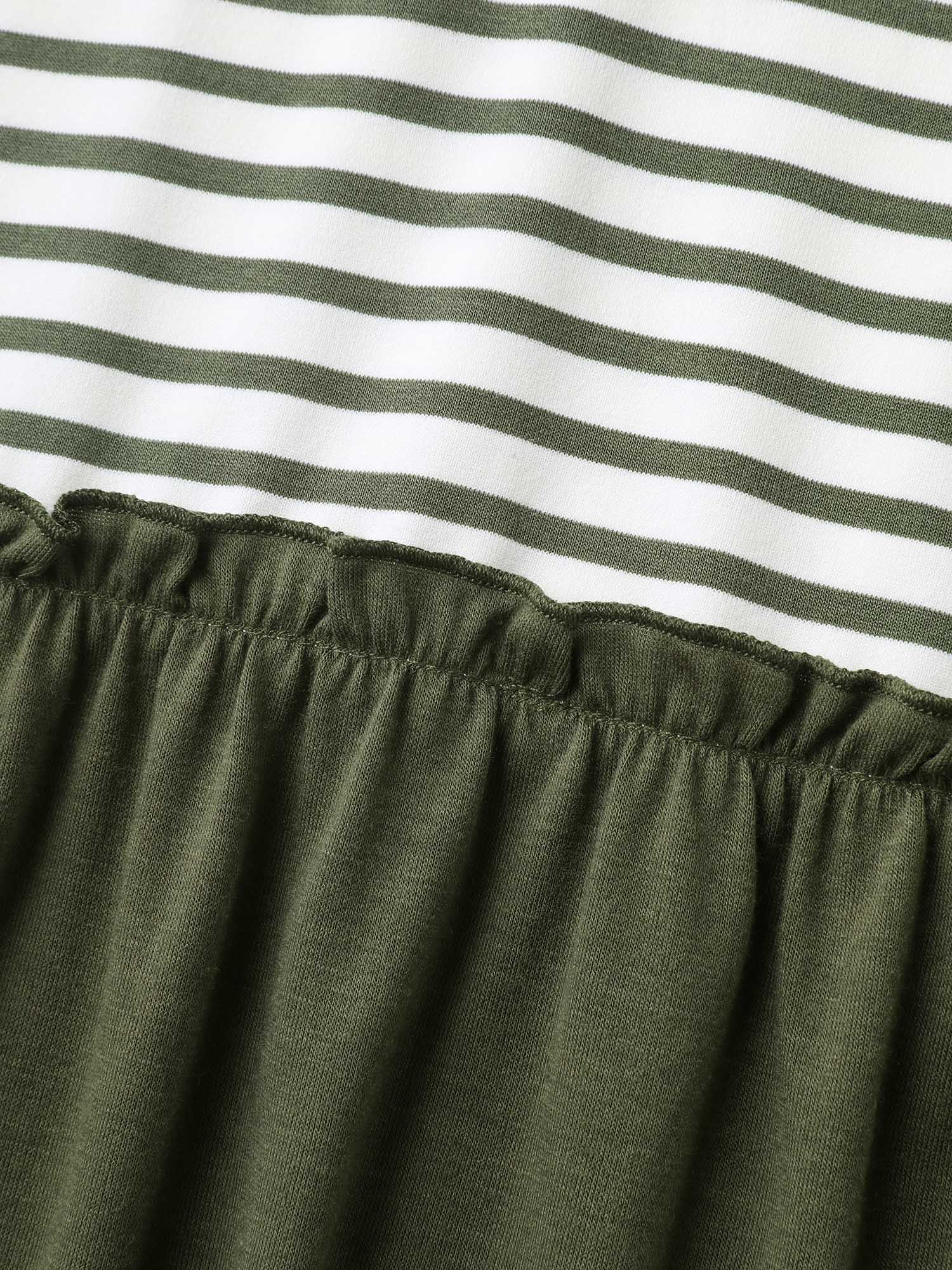 Striped Color Contrast Button Placket Top - Image 7