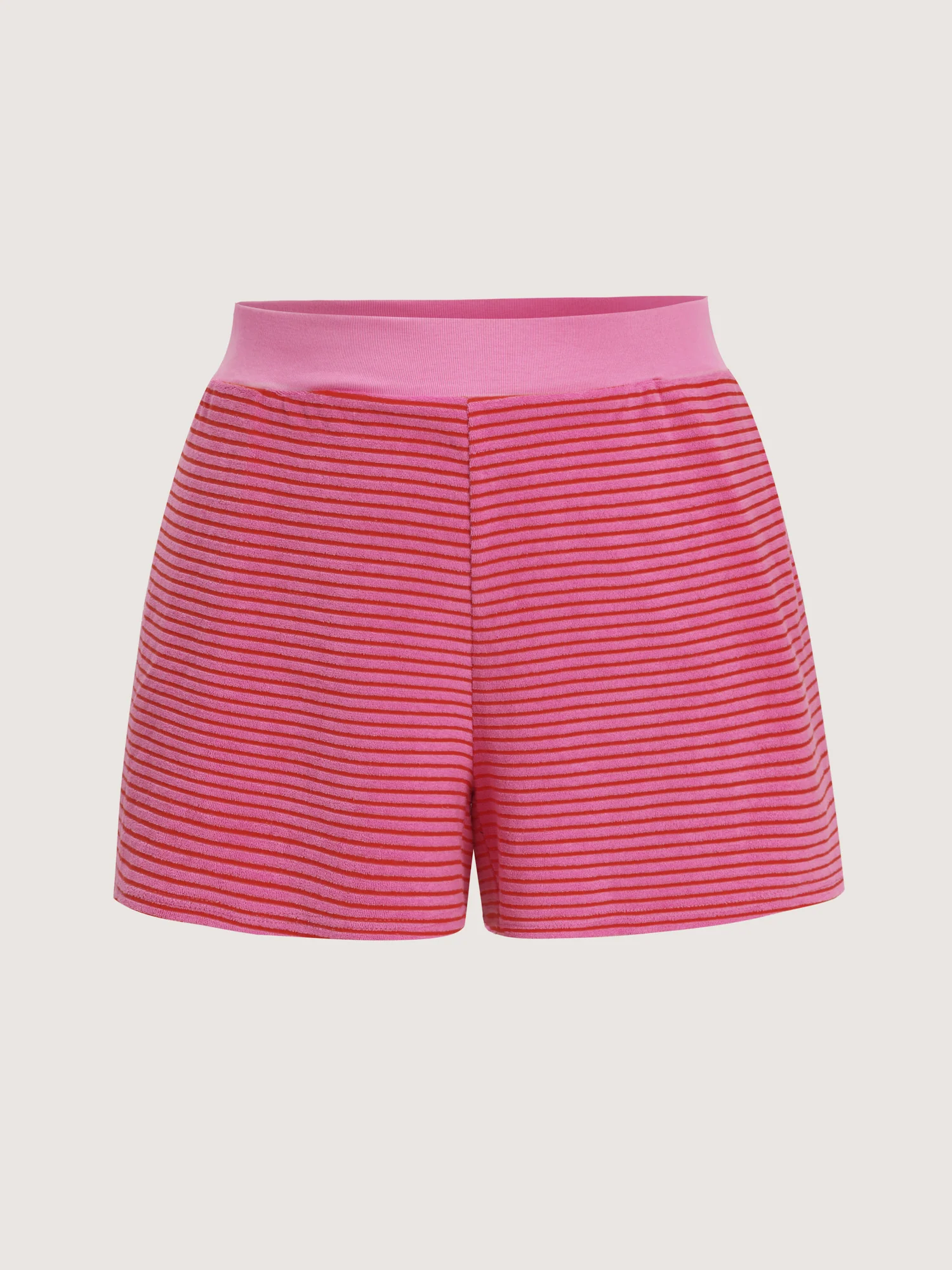 Striped Color Contrast Collar Terry Cloth Two-Piece Set - Image 10