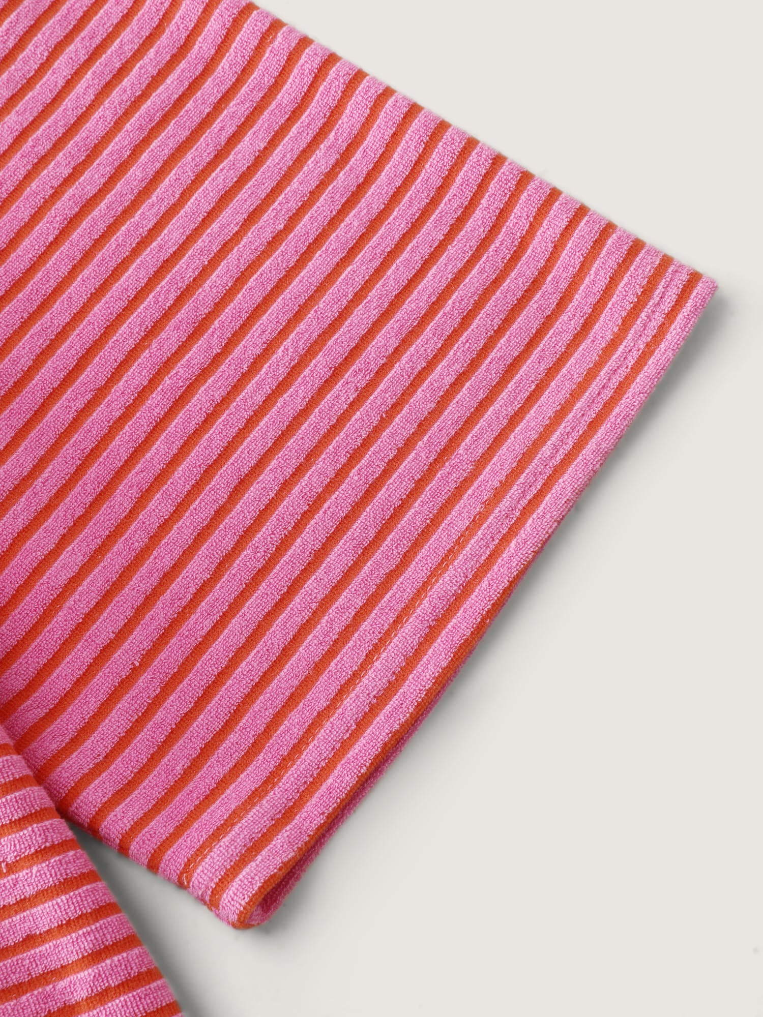 Striped Color Contrast Collar Terry Cloth Two-Piece Set - Image 12