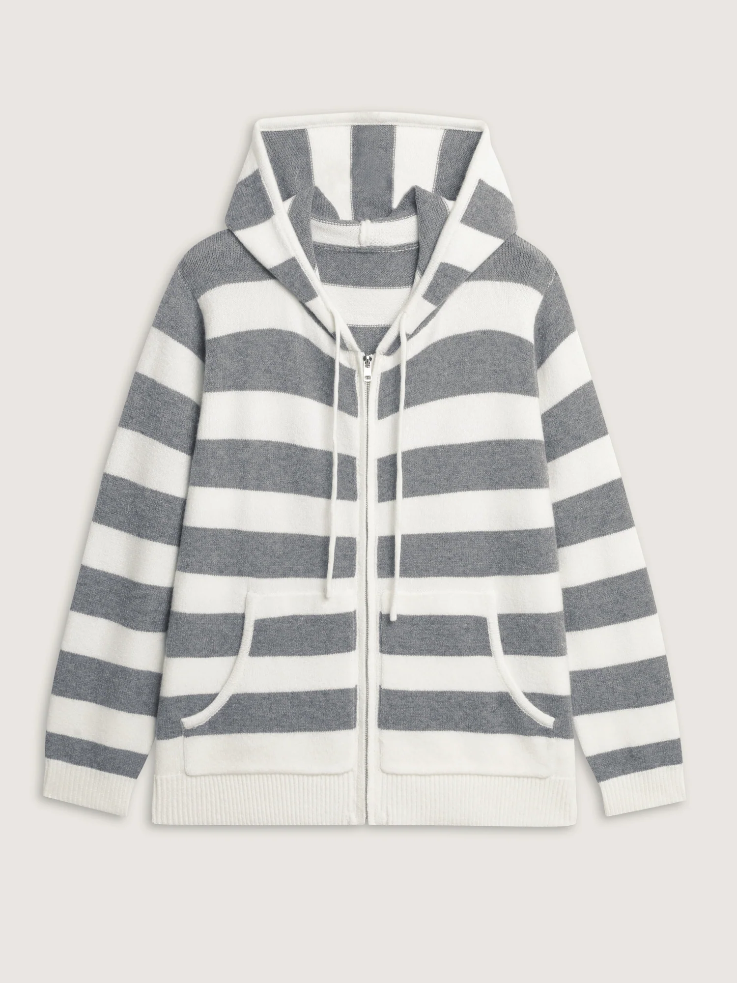 Striped Color Contrast Hooded Cardigan - Image 8