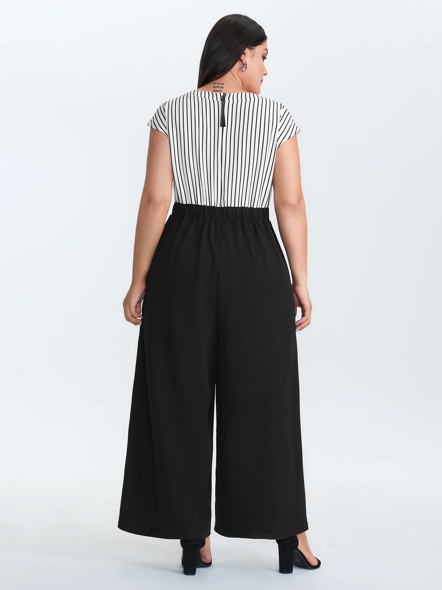 Striped Color Contrast Jumpsuit - Image 4