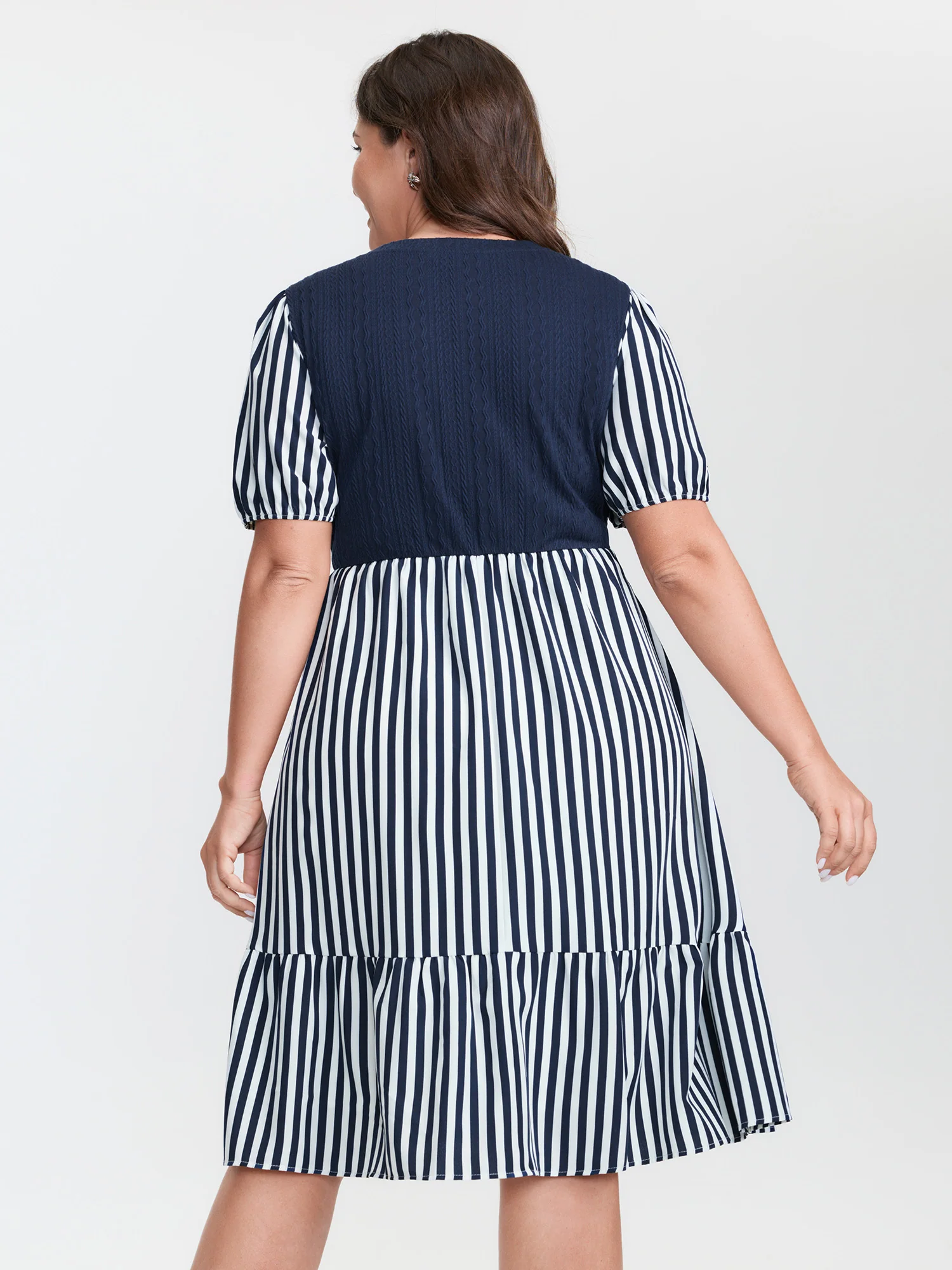 Striped Color Contrast Lined Mini Dress - Image 4