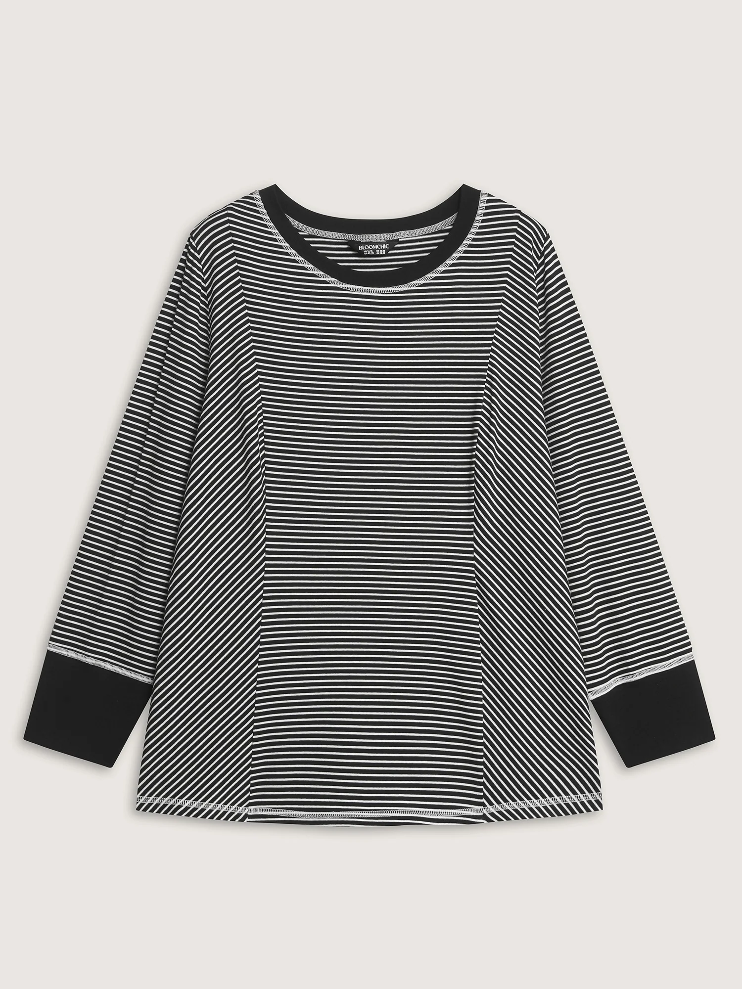 Striped Color Contrast Round Neck T-Shirt - Image 7