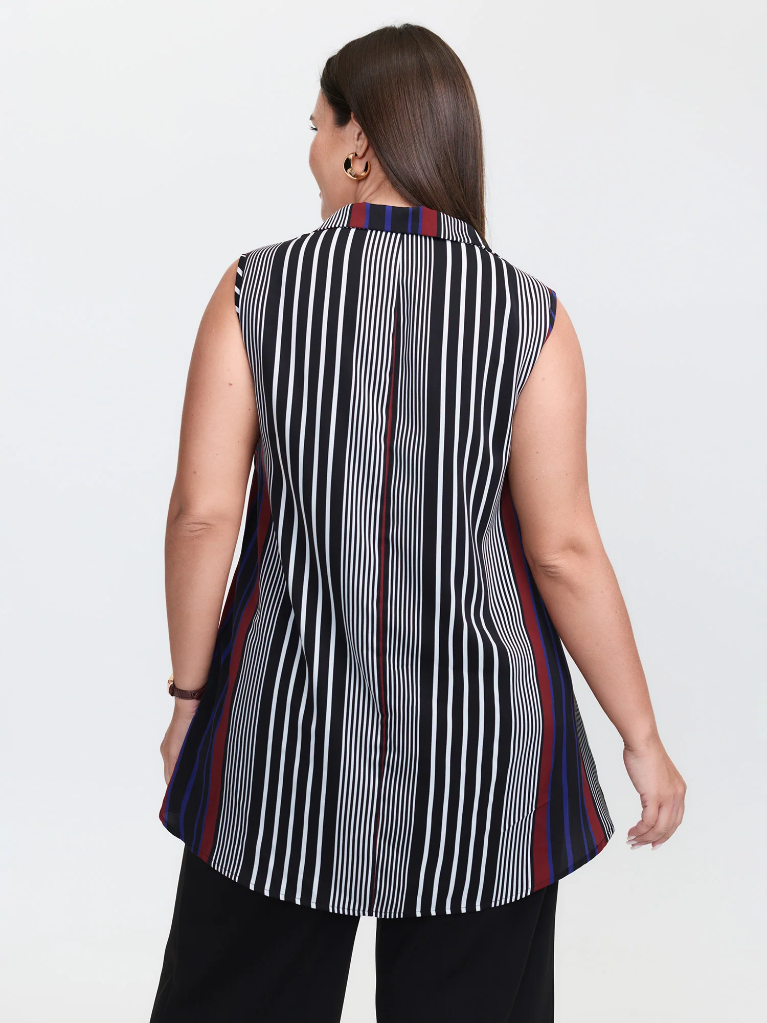 Striped Color Contrast Sleeveless Top - Image 4