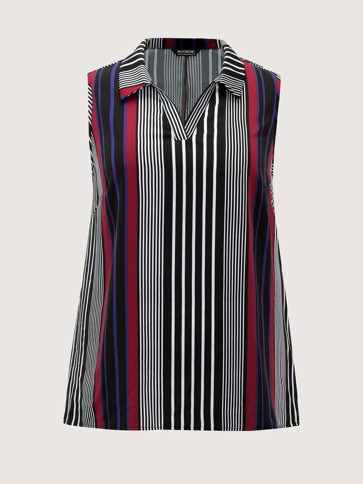 Striped Color Contrast Sleeveless Top - Image 7