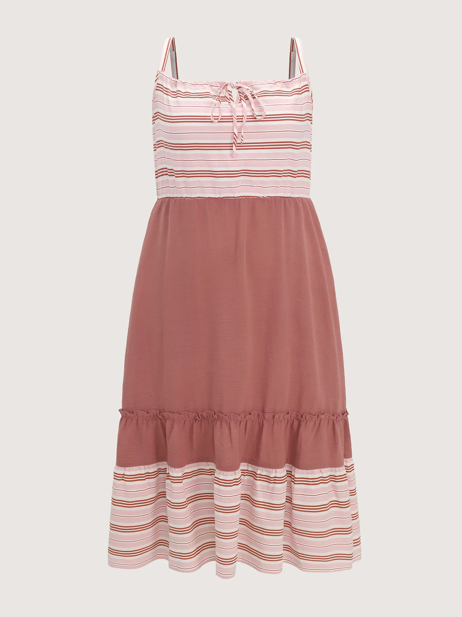 Striped Color Contrast Tiered Midi Dress - Image 7