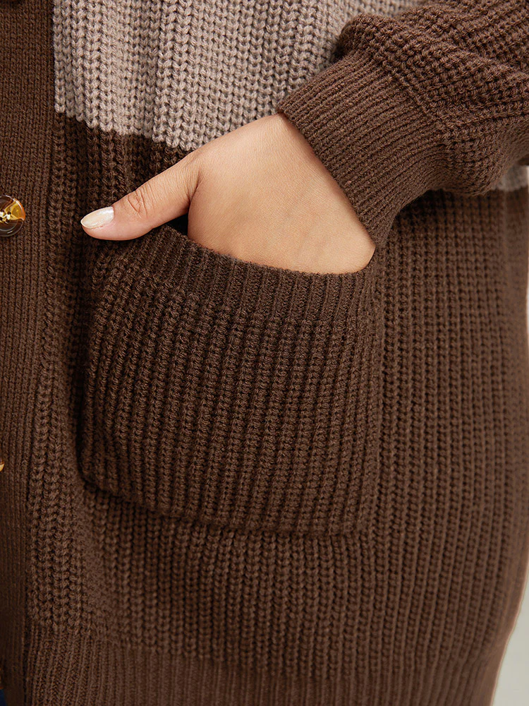 Striped Colorblock Patched Pocket Cardigan - Image 9