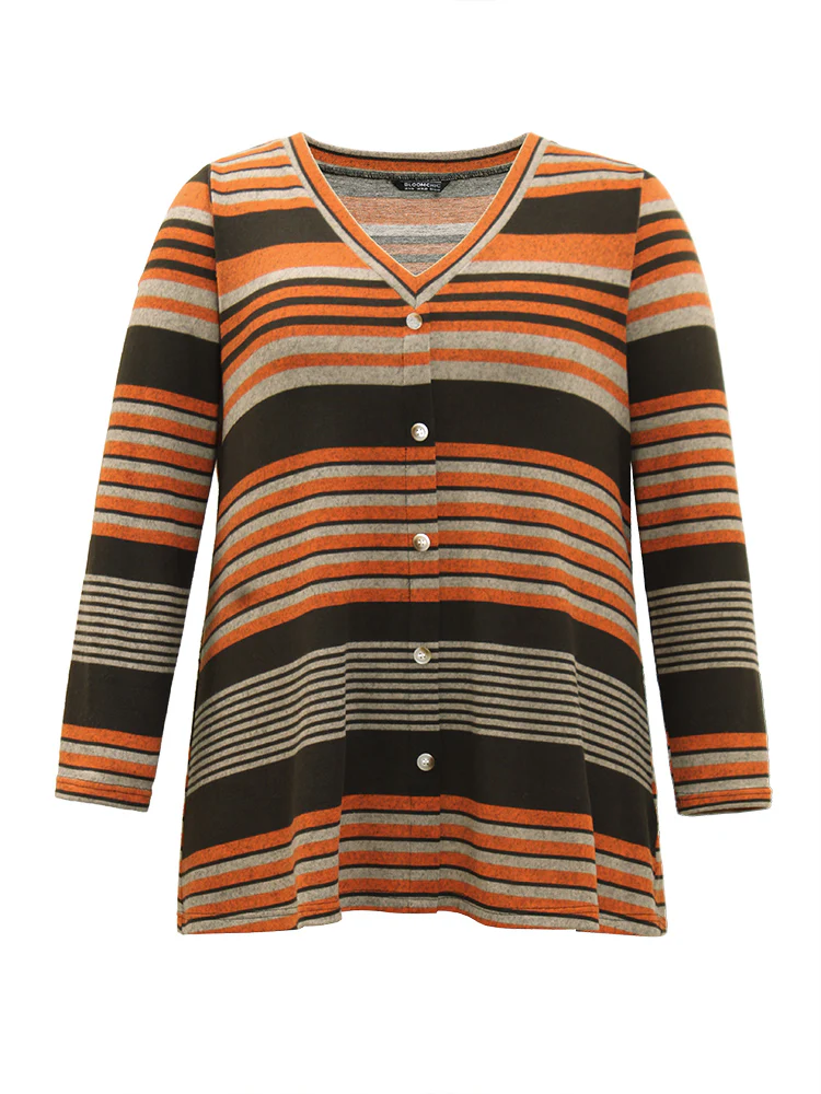 Halloween Striped Contrast Button Detail T-shirt - Image 11
