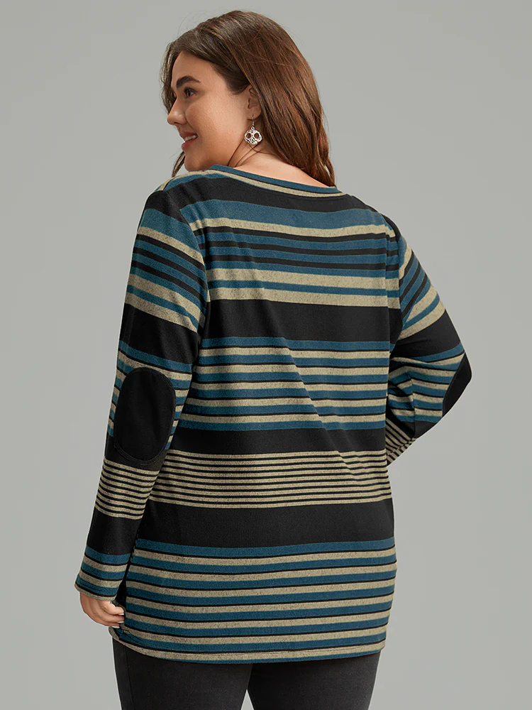 Halloween Striped Contrast Button Detail T-shirt - Image 4