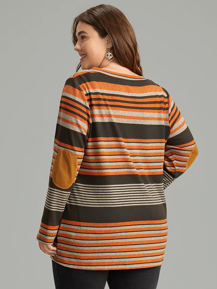 Halloween Striped Contrast Button Detail T-shirt - Image 9