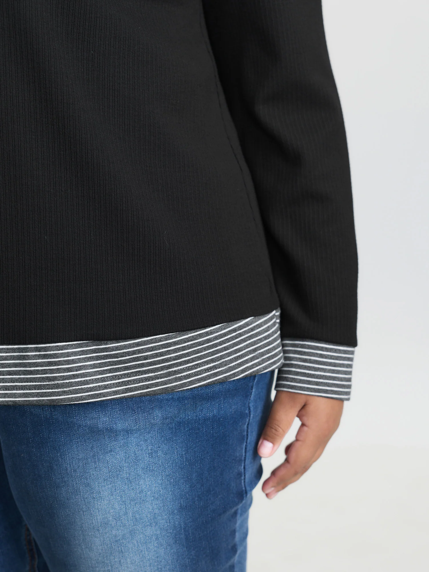 Striped Contrast Button Placket T-Shirt - Image 3