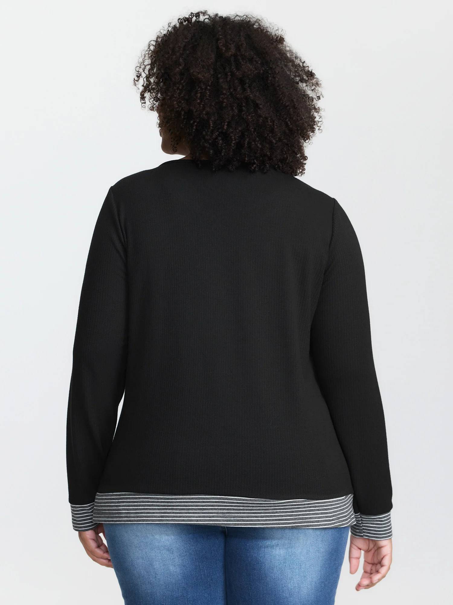 Striped Contrast Button Placket T-Shirt - Image 4