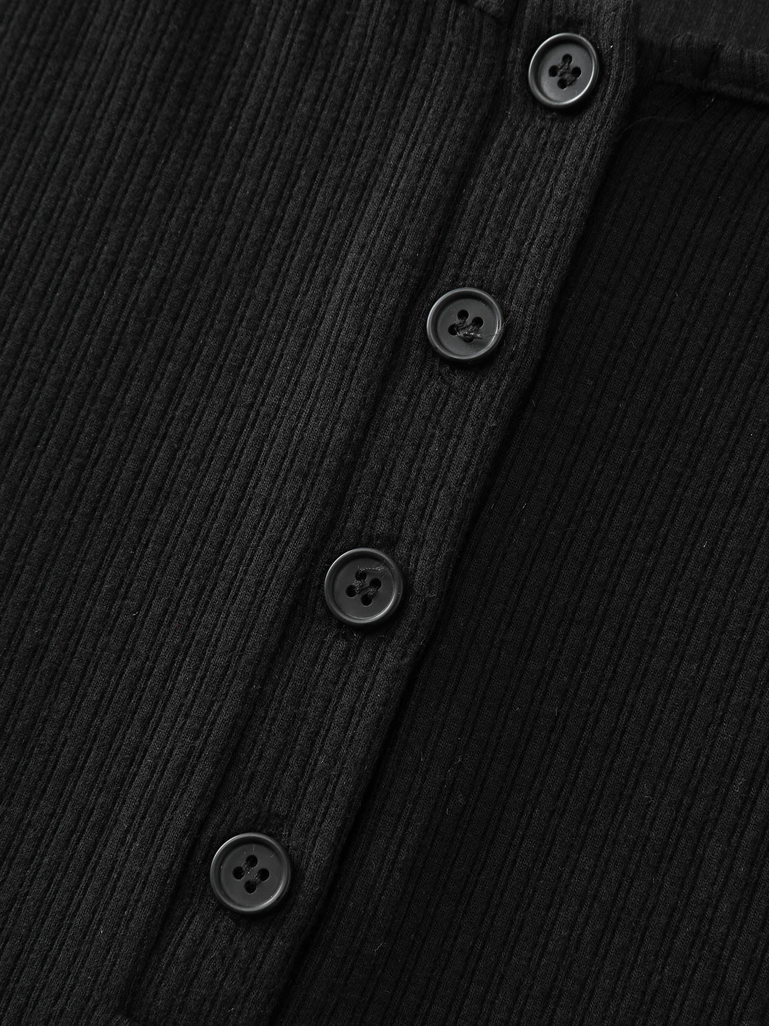 Striped Contrast Button Placket T-Shirt - Image 5