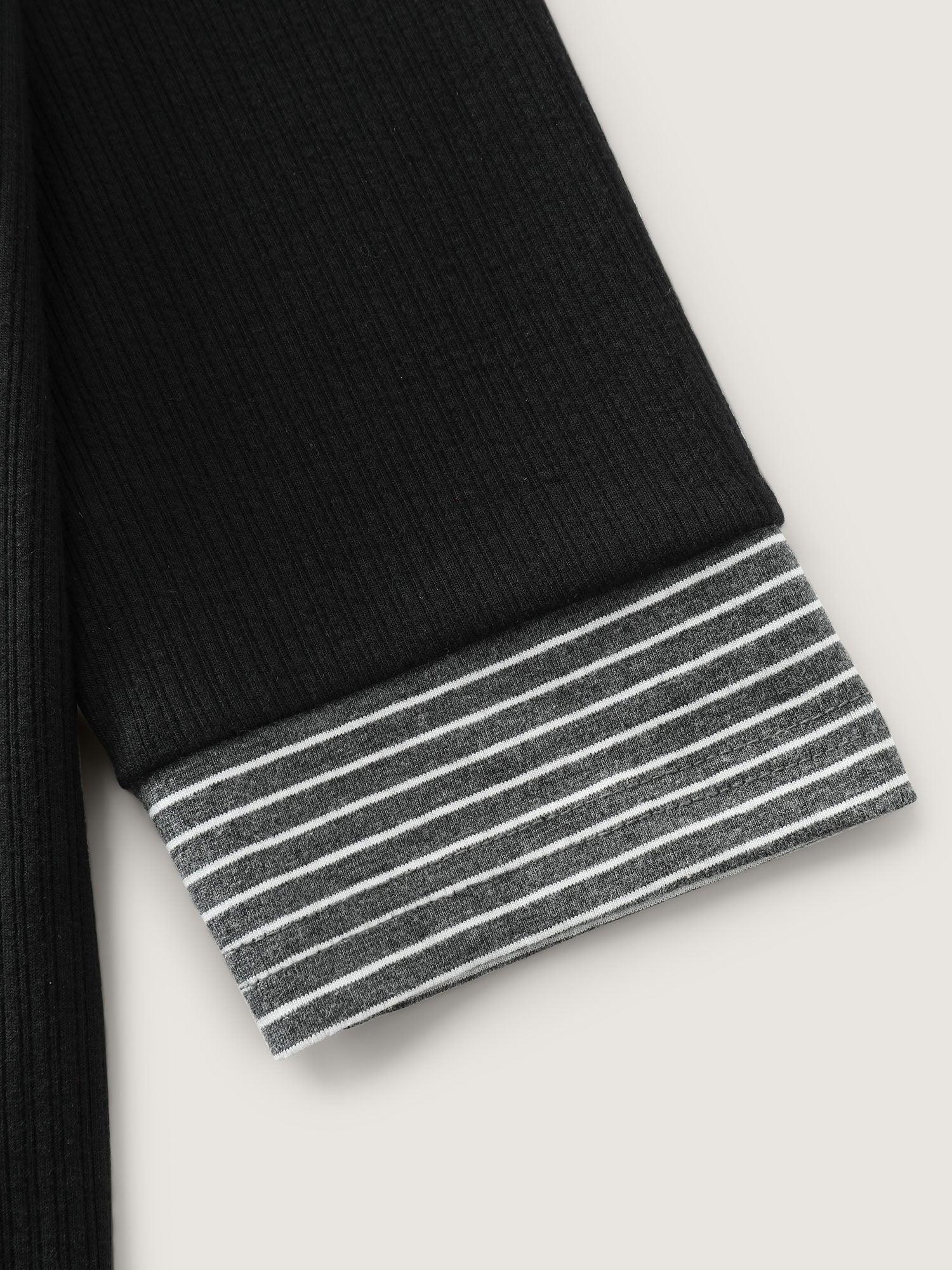Striped Contrast Button Placket T-Shirt - Image 6