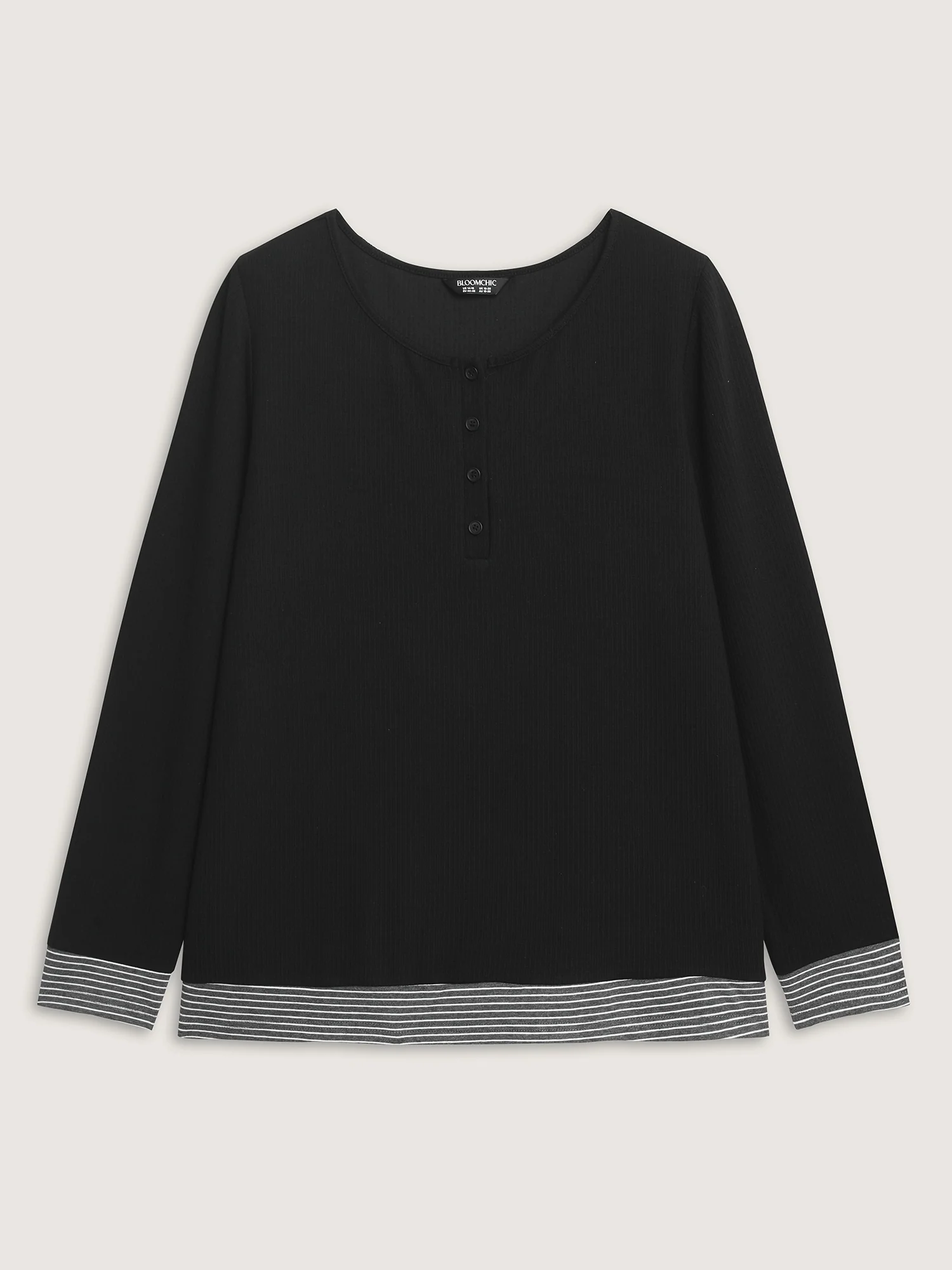 Striped Contrast Button Placket T-Shirt - Image 7