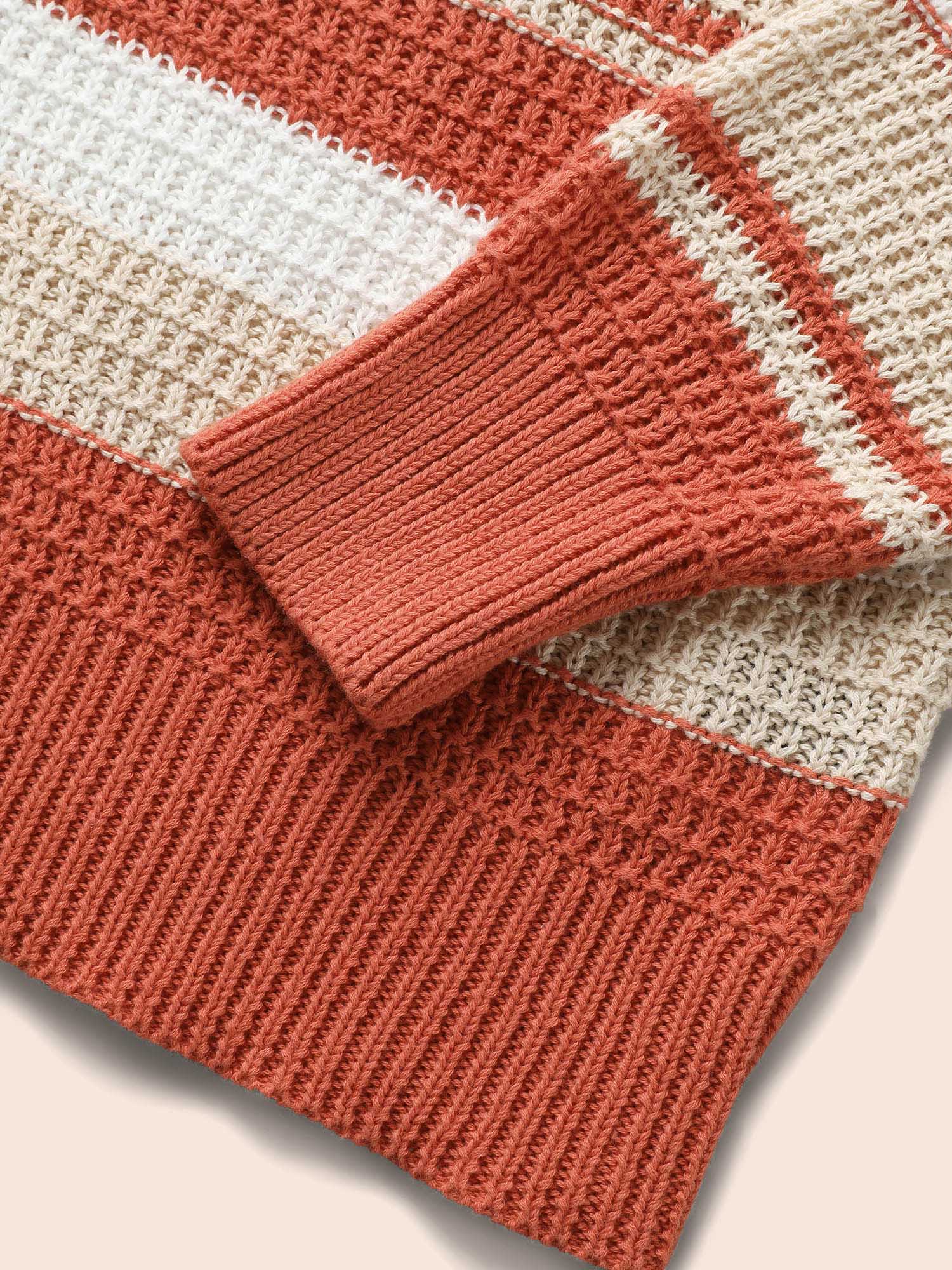 Striped Contrast Cut Out Drop Shoulder Pullover - Image 6