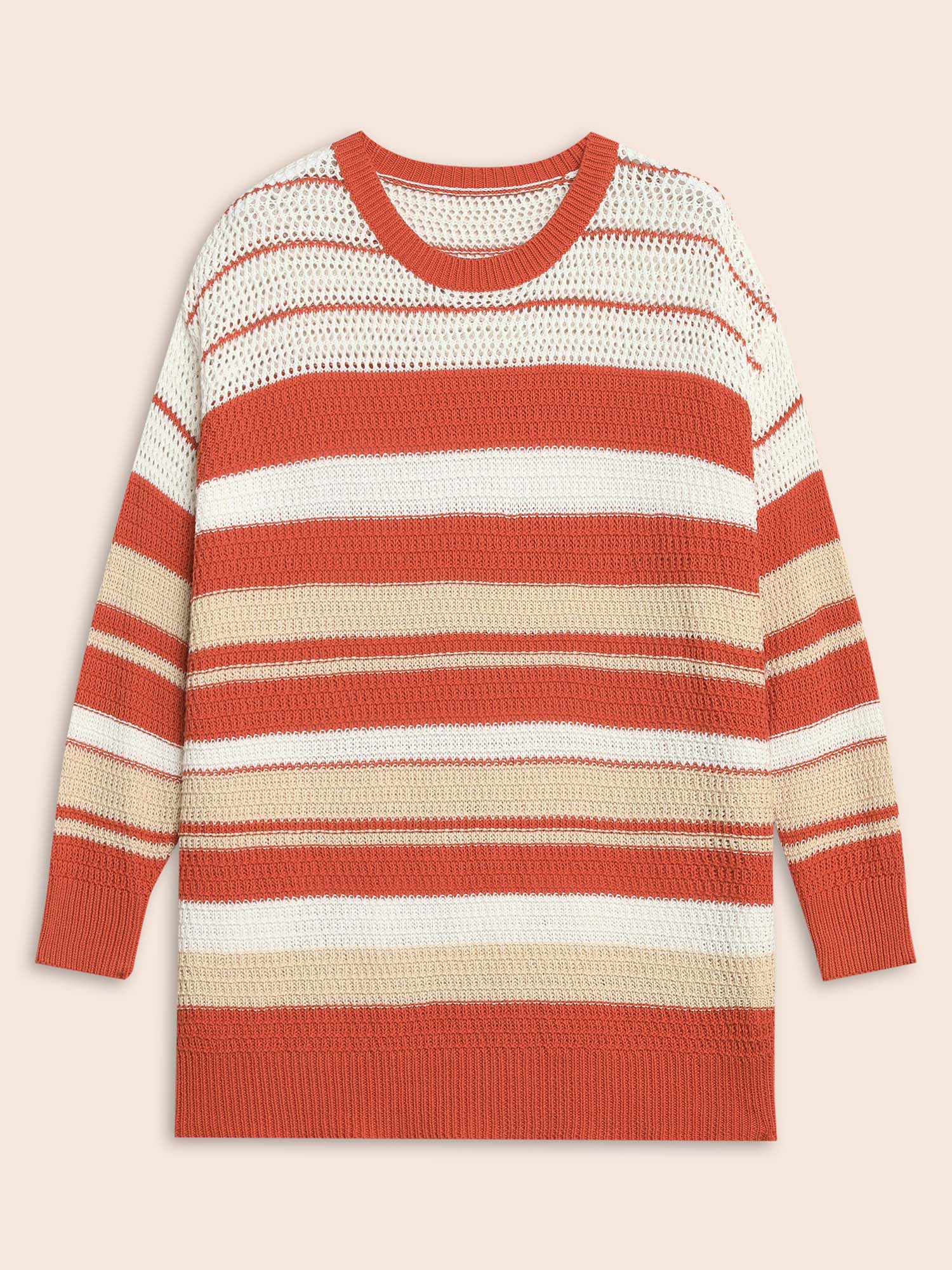 Striped Contrast Cut Out Drop Shoulder Pullover - Image 8
