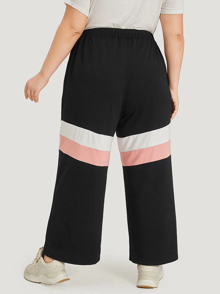 Striped Contrast Drawstring Pocket Elastic Waist Sweatpants - Image 5