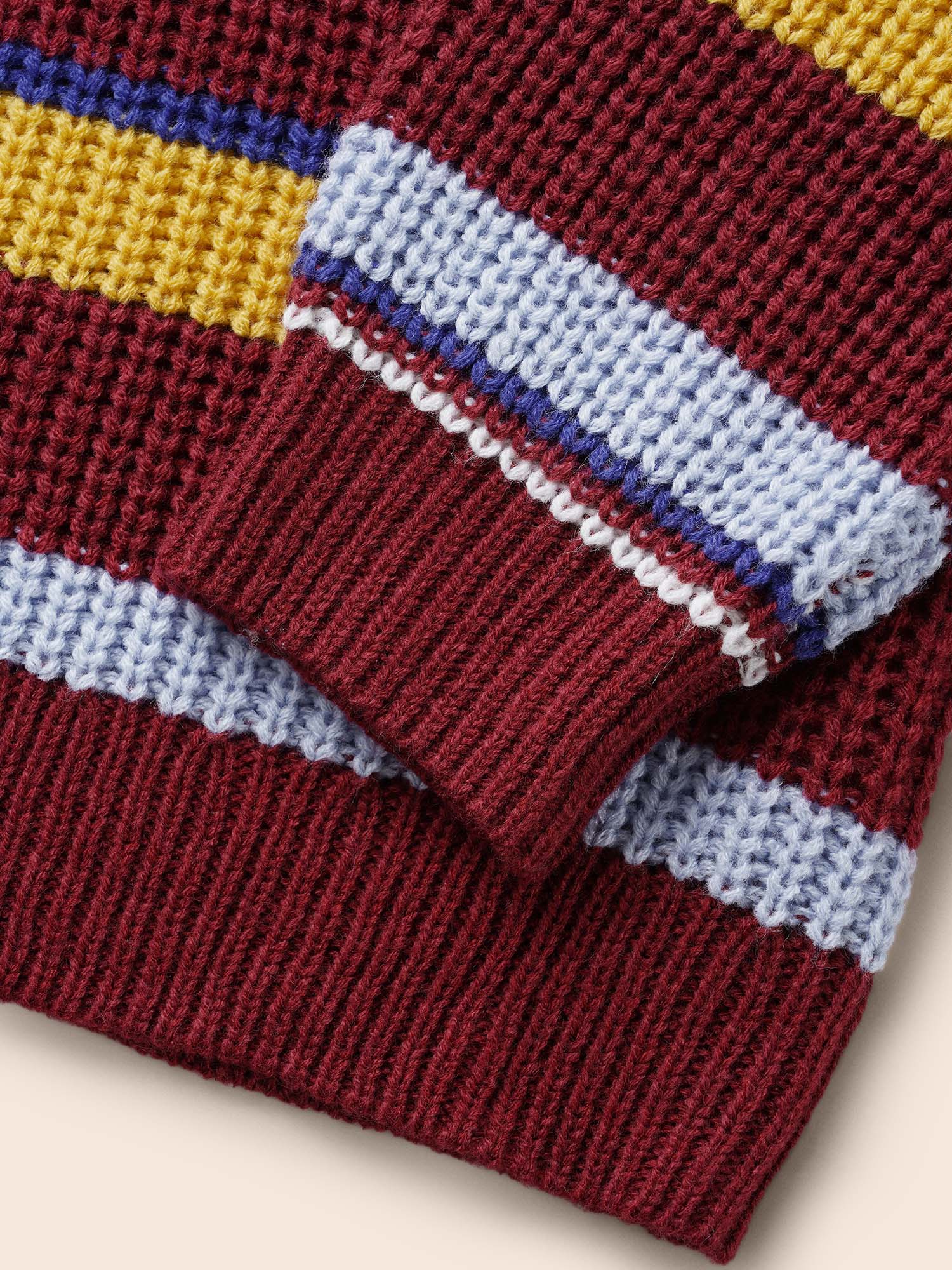 Striped Contrast Drop Shoulder Sleeve Pullover - Image 5