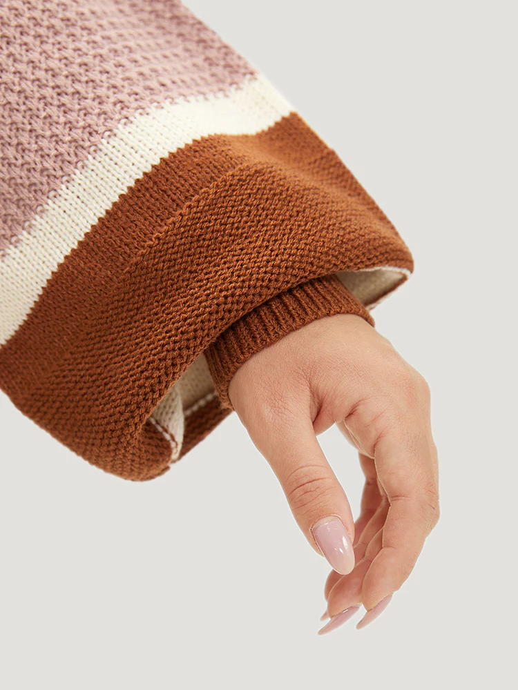 Striped Contrast Elastic Cuffs Cardigan - Image 9