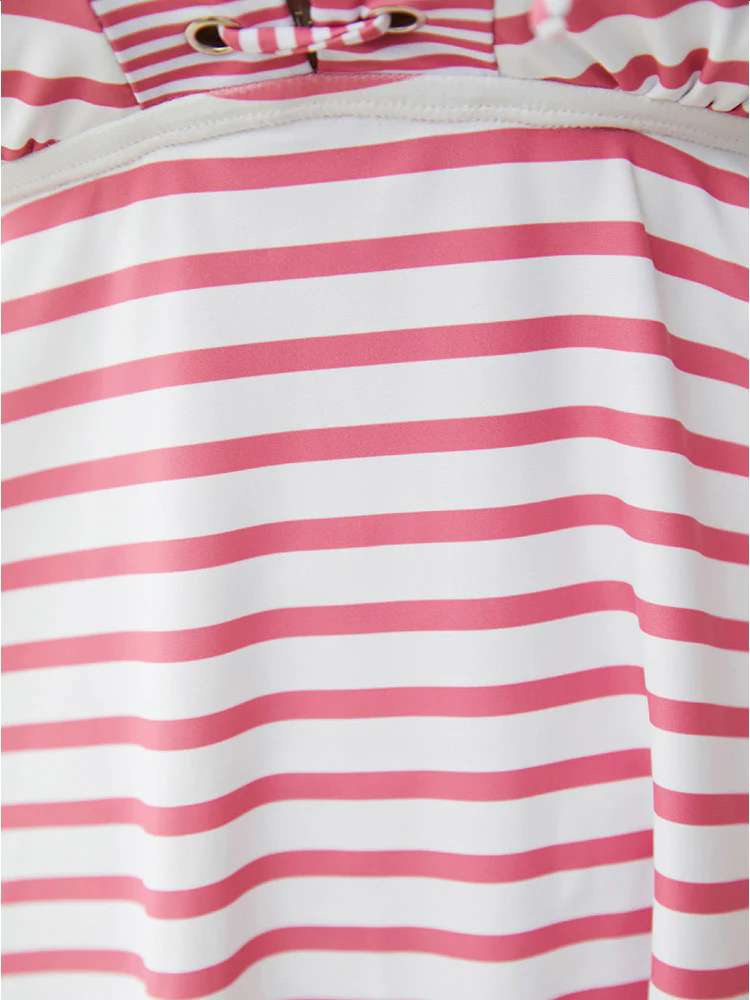 Striped Contrast Lace Up Crossover Tankini Top - Image 5
