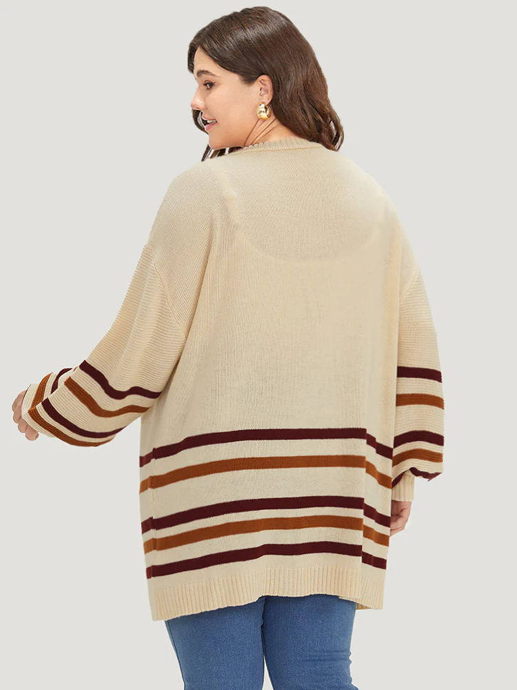 Striped Contrast Open Front Cardigan - Image 2