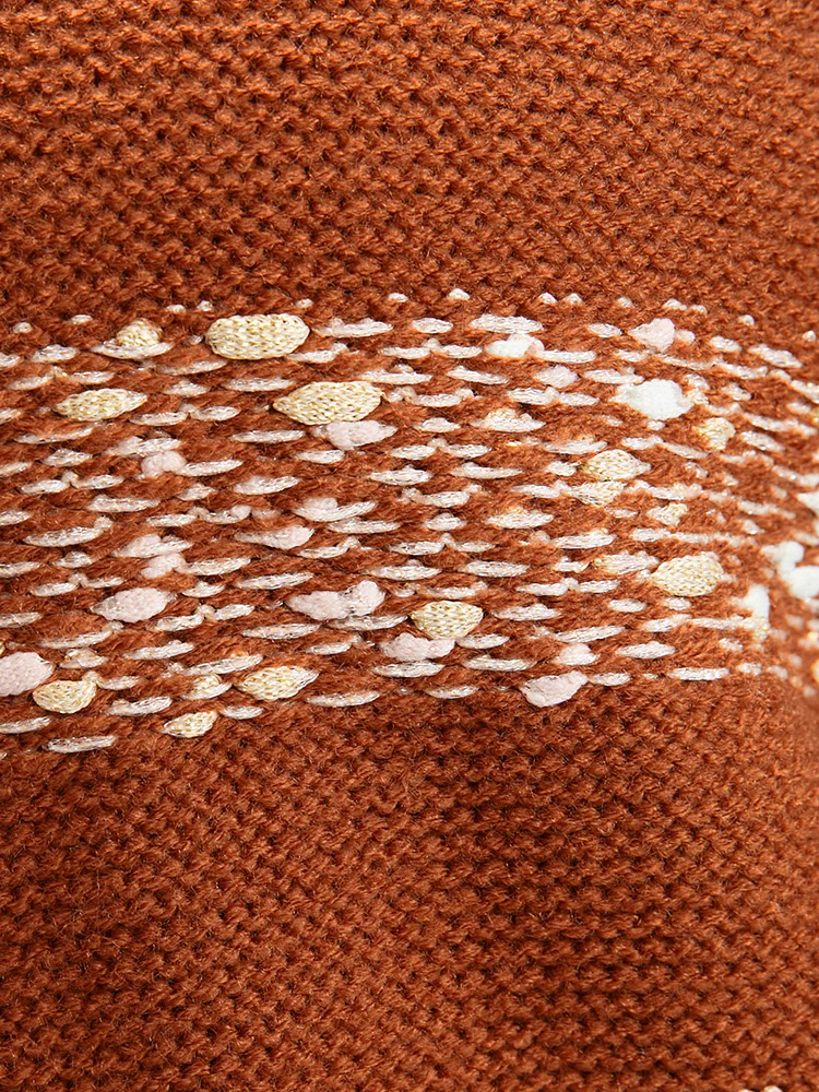 Striped Contrast Ping Pong Yarn Heather Button Front Cardigan - Image 4