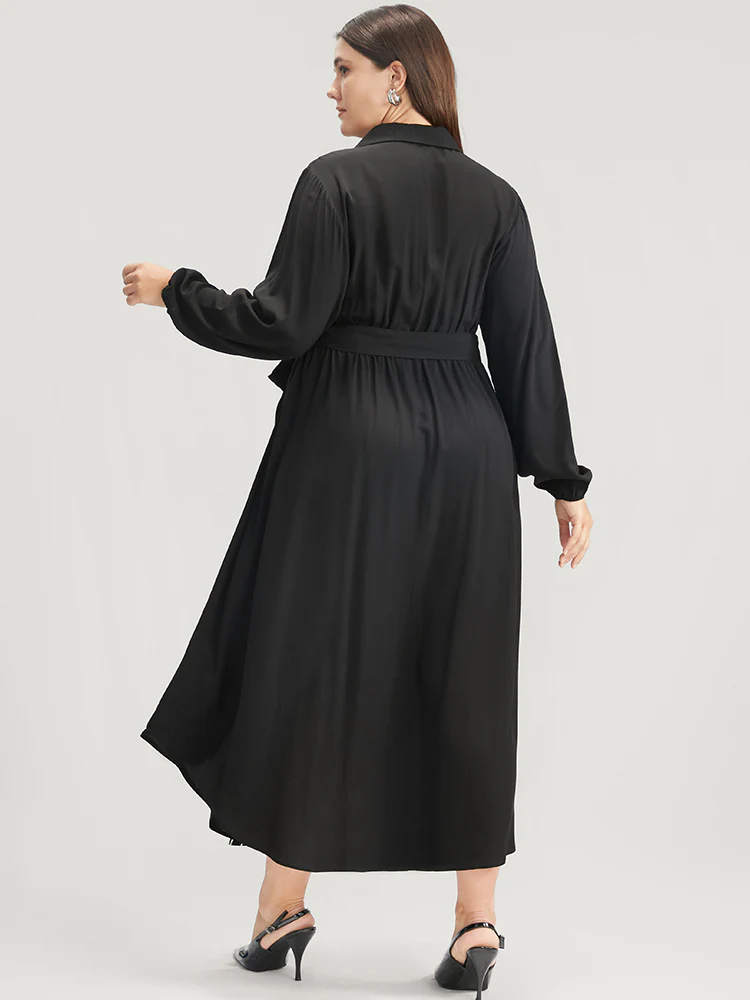 Striped Contrast Pocket Button Detail Belted Dress - Image 5