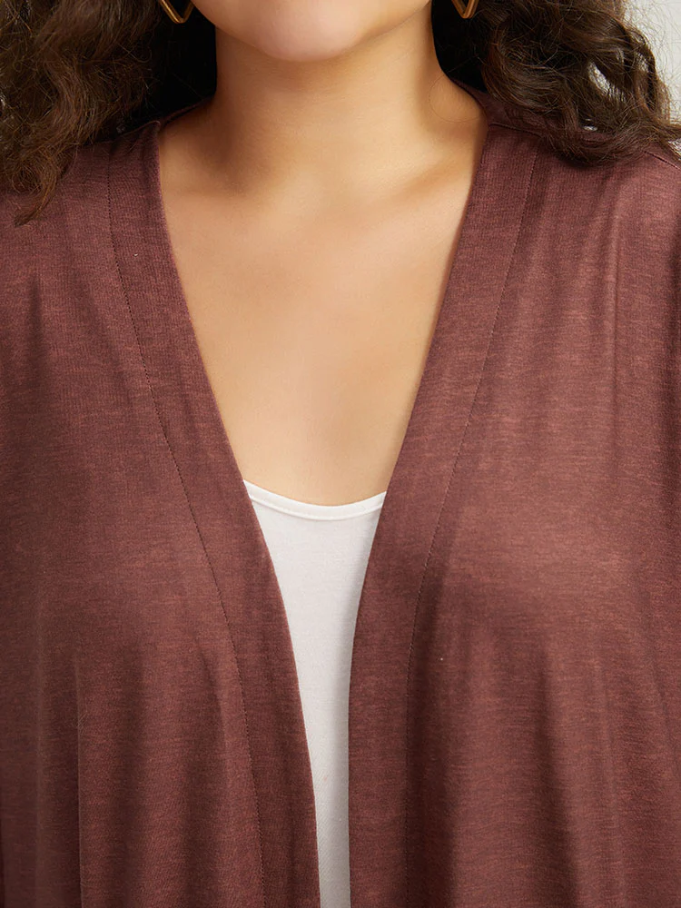 Striped Contrast Pocket Open Front Kimono - Image 7