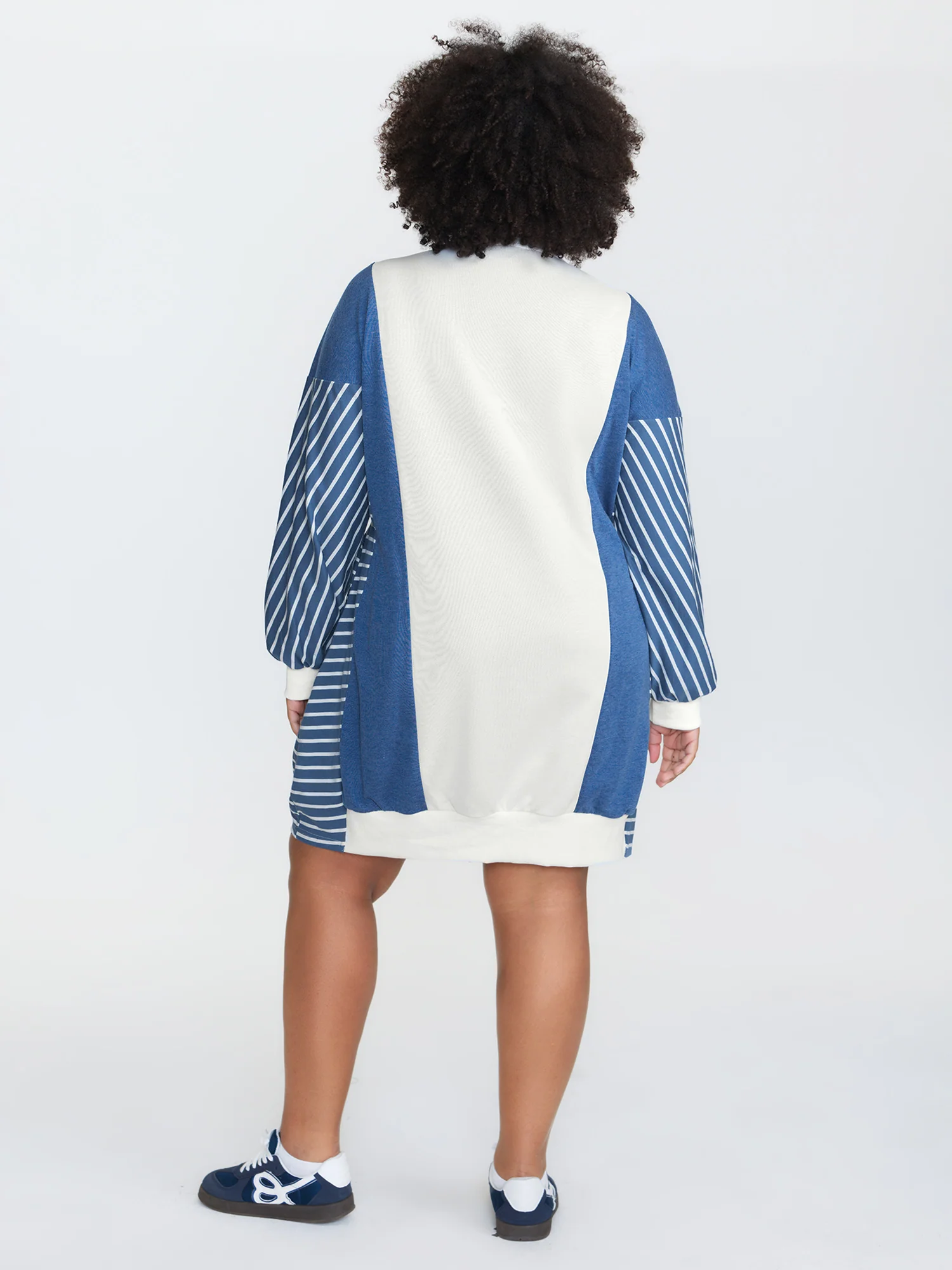 Striped Contrast Relaxed-Fit Mini Dress - Image 4