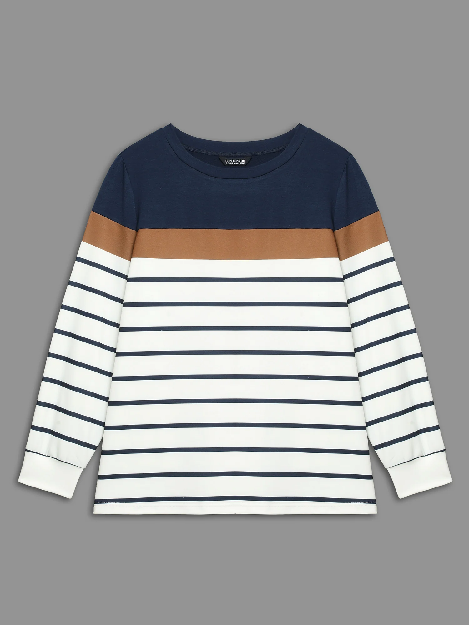 Striped Contrast Round Neck Sweatshirt - Image 8