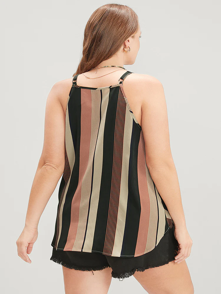 Striped Contrast Surplice Neck Cami Top - Image 6