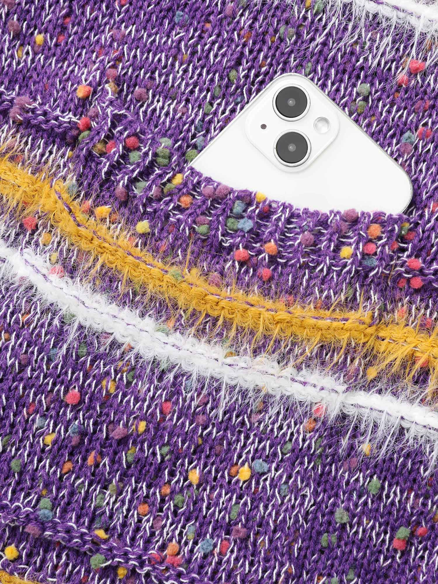 Striped Contrast Texture Fluffy Cardigan - Image 6